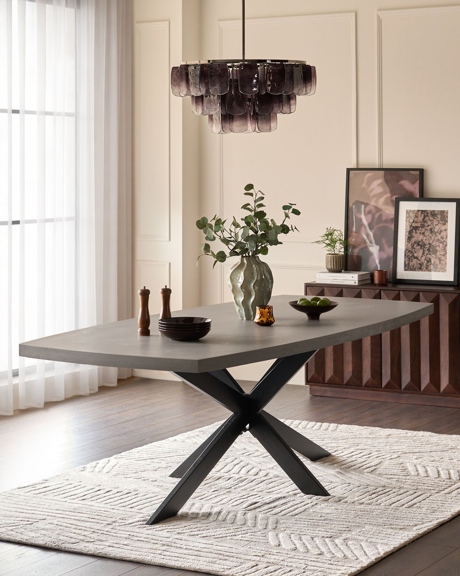 Dusk Donato dark grey 10 seater dining table Front