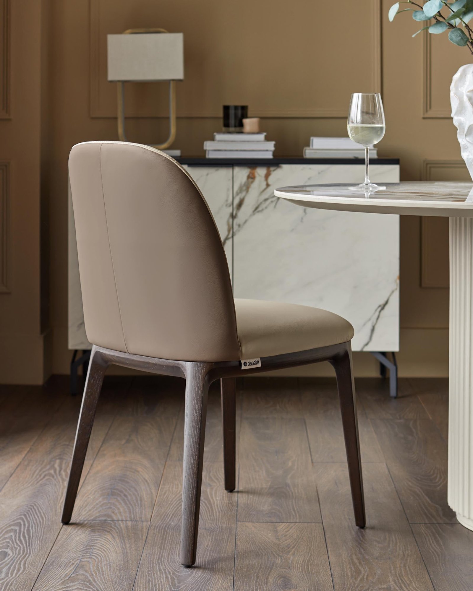 Dusk Emerson natural and mocha leather dining chair - set of 2 Back