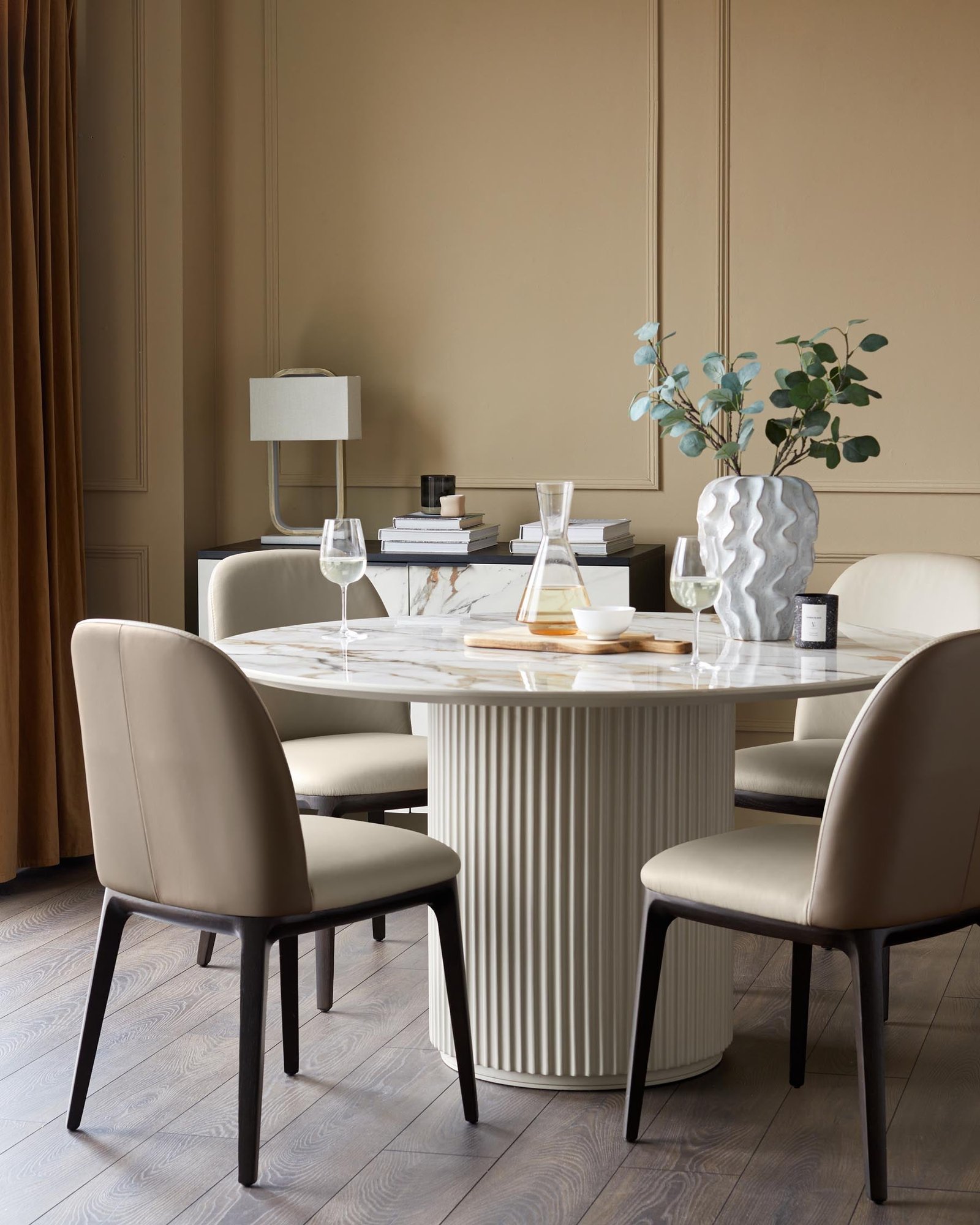 Dusk Emerson natural and mocha leather dining chair - set of 2 Side