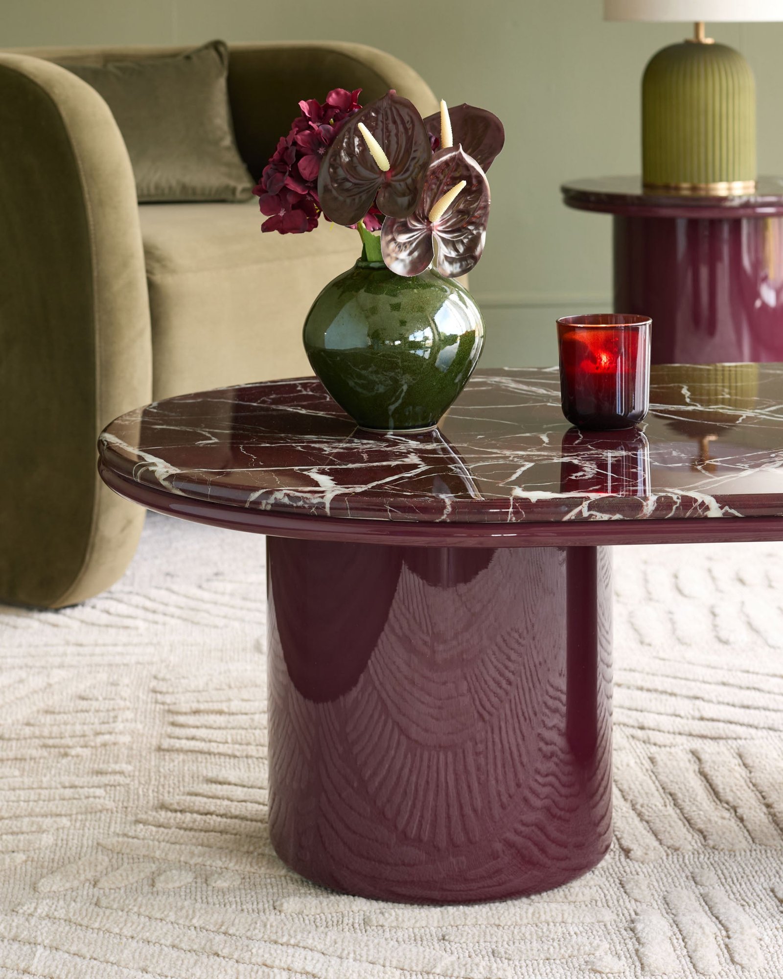 Dusk England Carlotta red calacatta with plum gloss coffee table Back