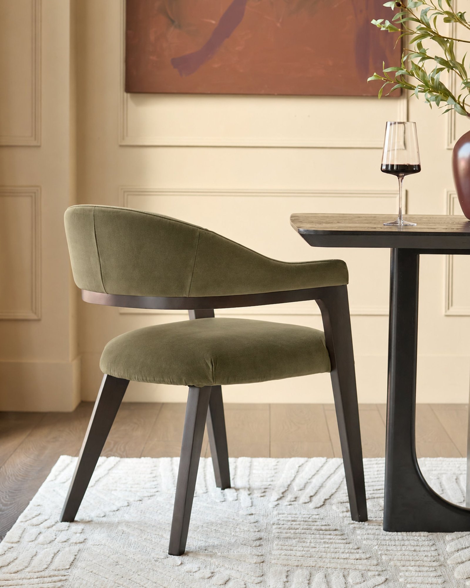 Dusk England Dylan olive green velvet dining chair Side