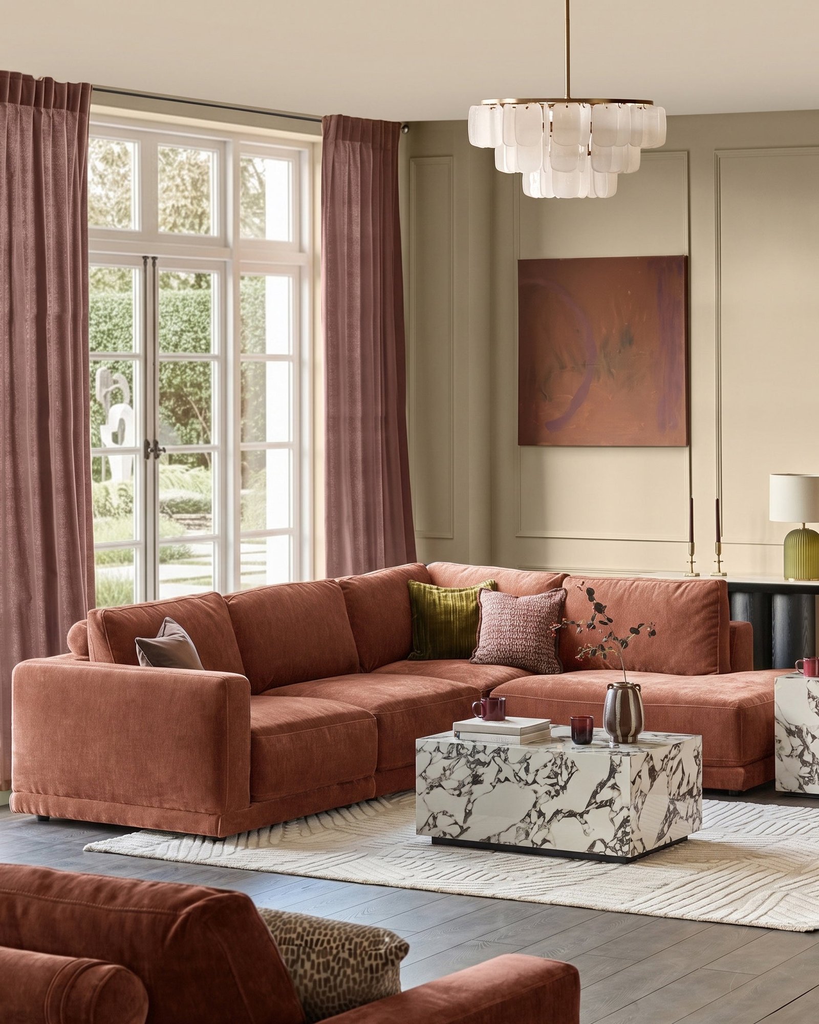 Dusk England Eden apricot chenille sofa module Back