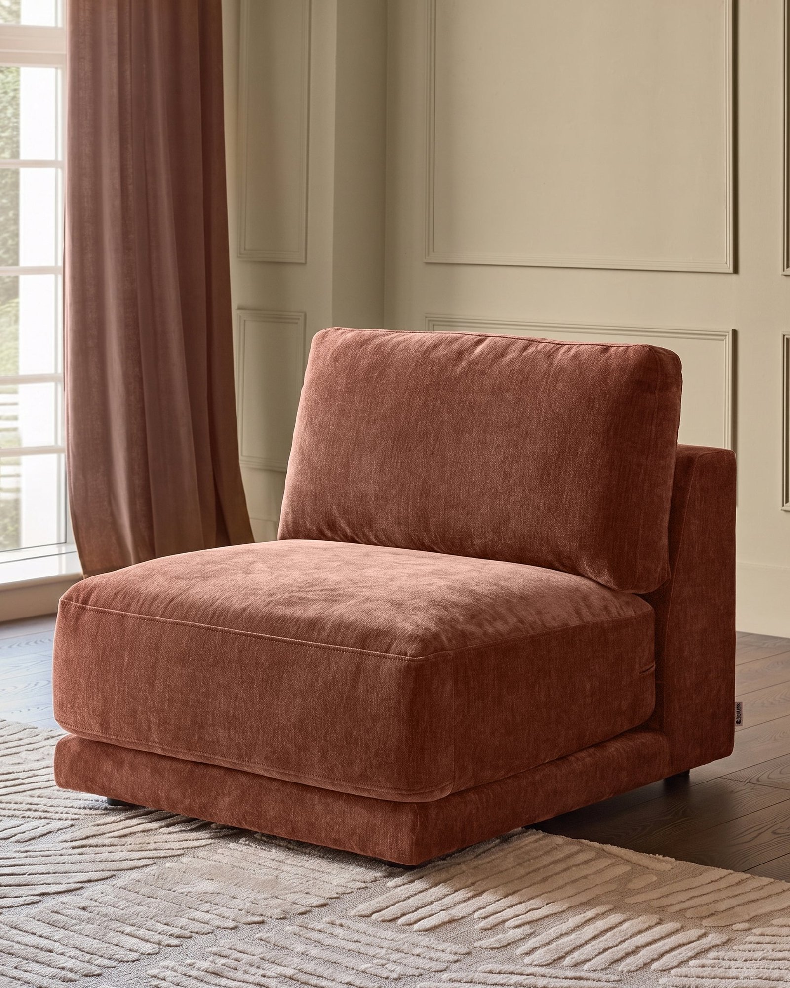 Dusk England Eden apricot chenille sofa module Front