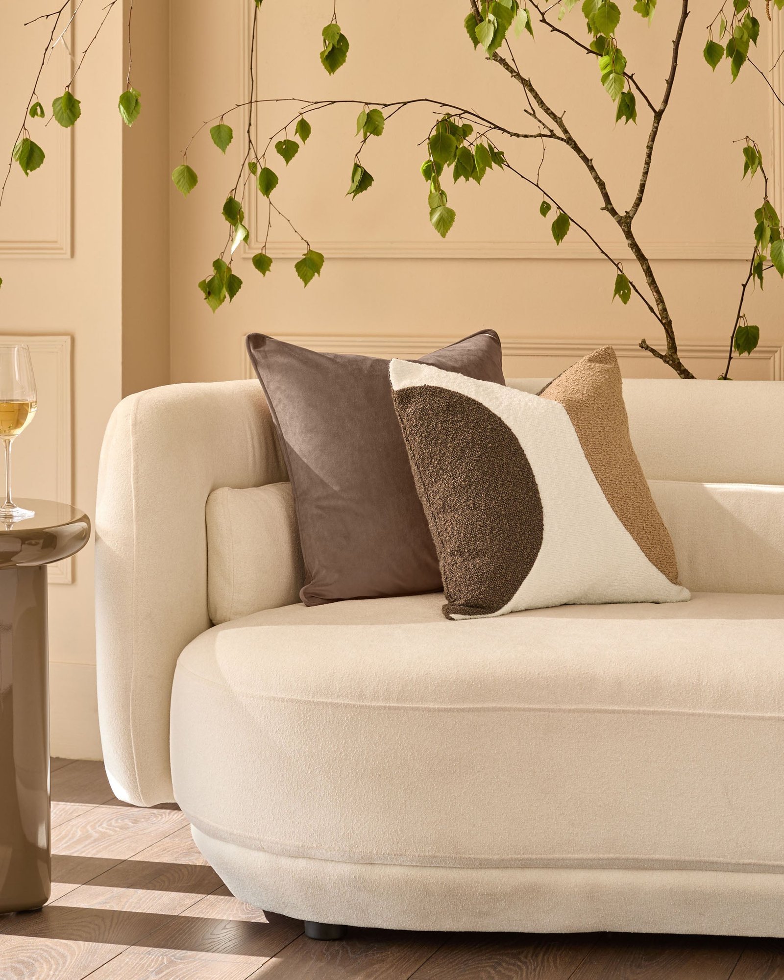 Dusk England Harmony natural medium cushion Side
