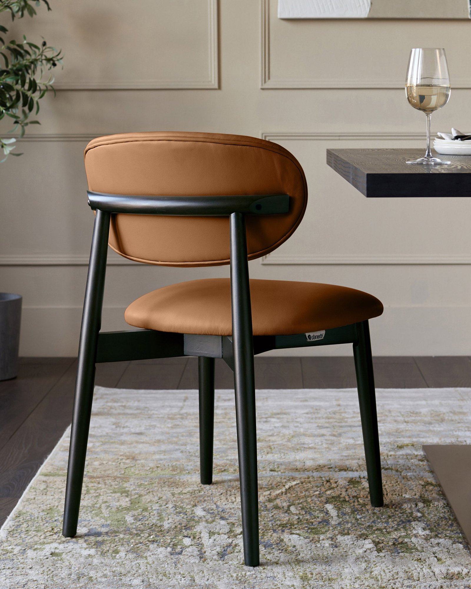Dusk England Ryann tan leather dining chair - set of 2 Side
