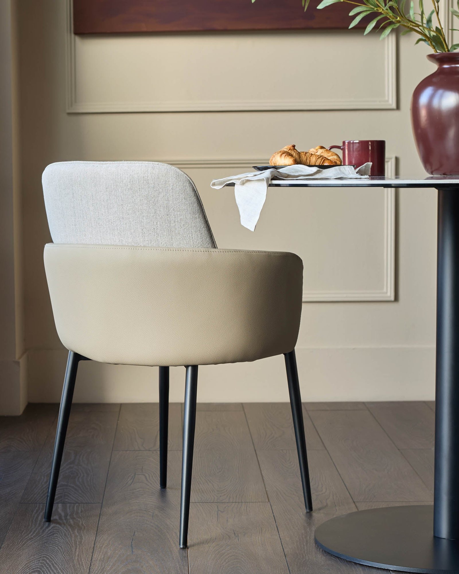 Dusk England Wren natural fabric and natural faux leather dining chair - set of 2 Side