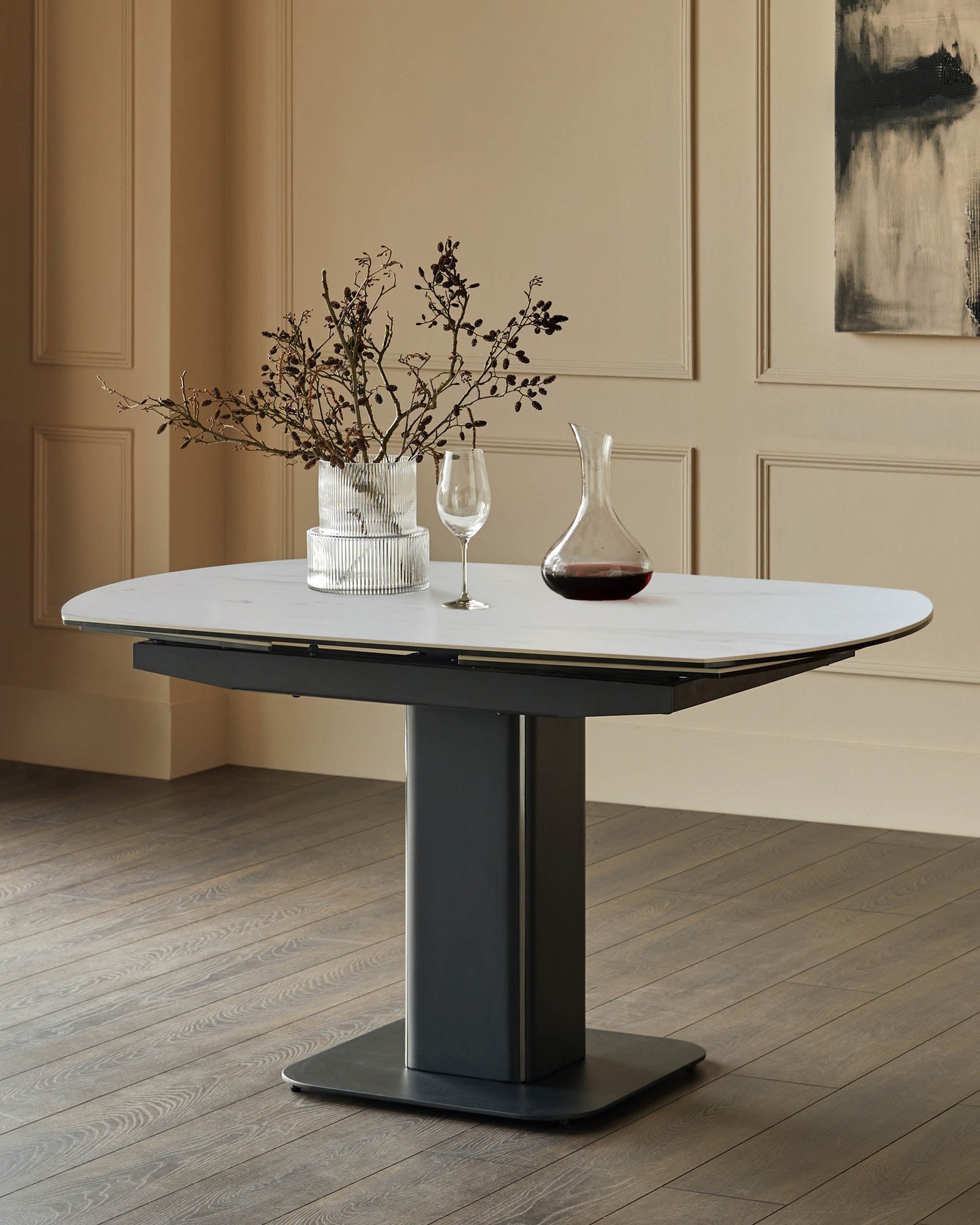 Dusk Fraser white ceramic 4-6 seater extending dining table Back