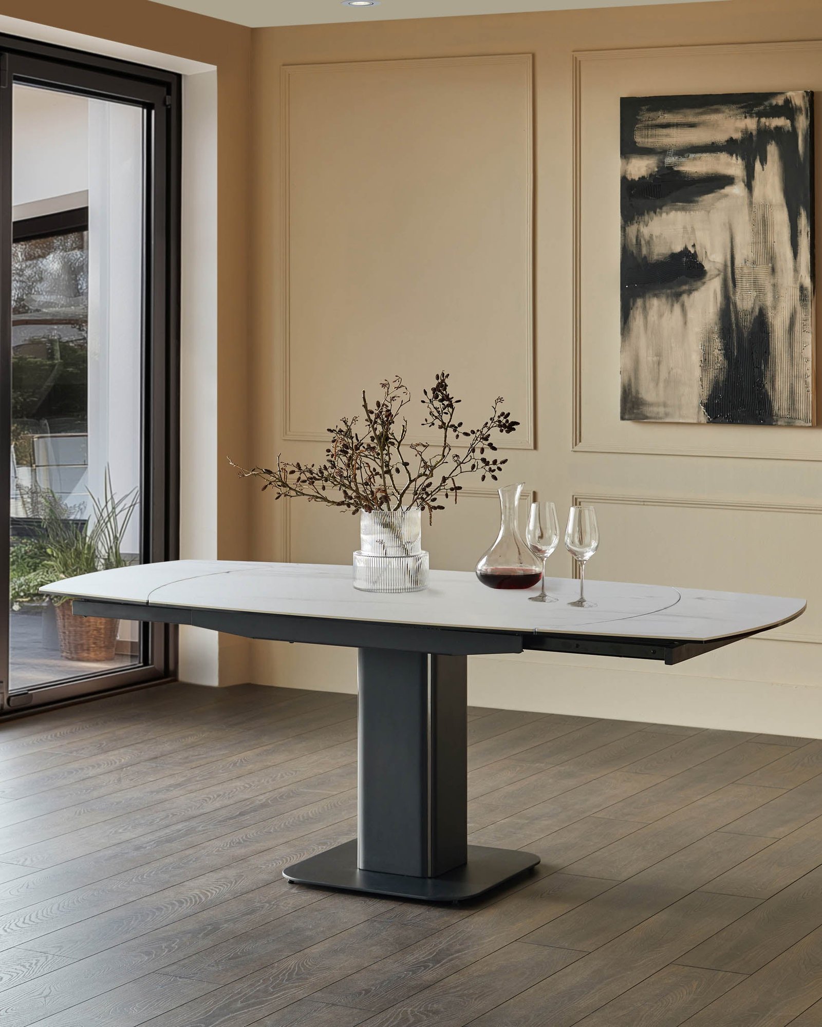 Dusk Fraser white ceramic 4-6 seater extending dining table Front