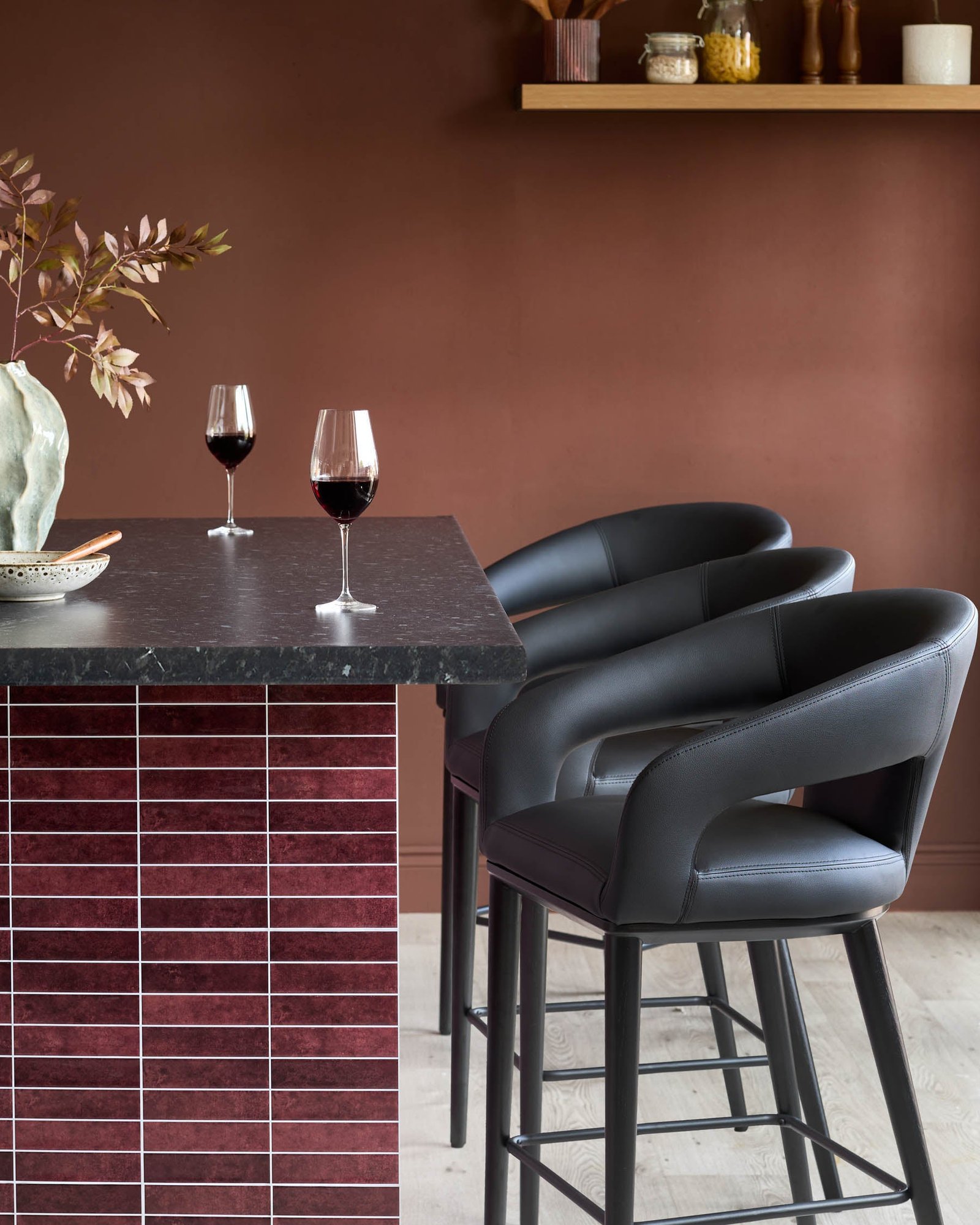 Dusk Heath black faux leather bar stool Side