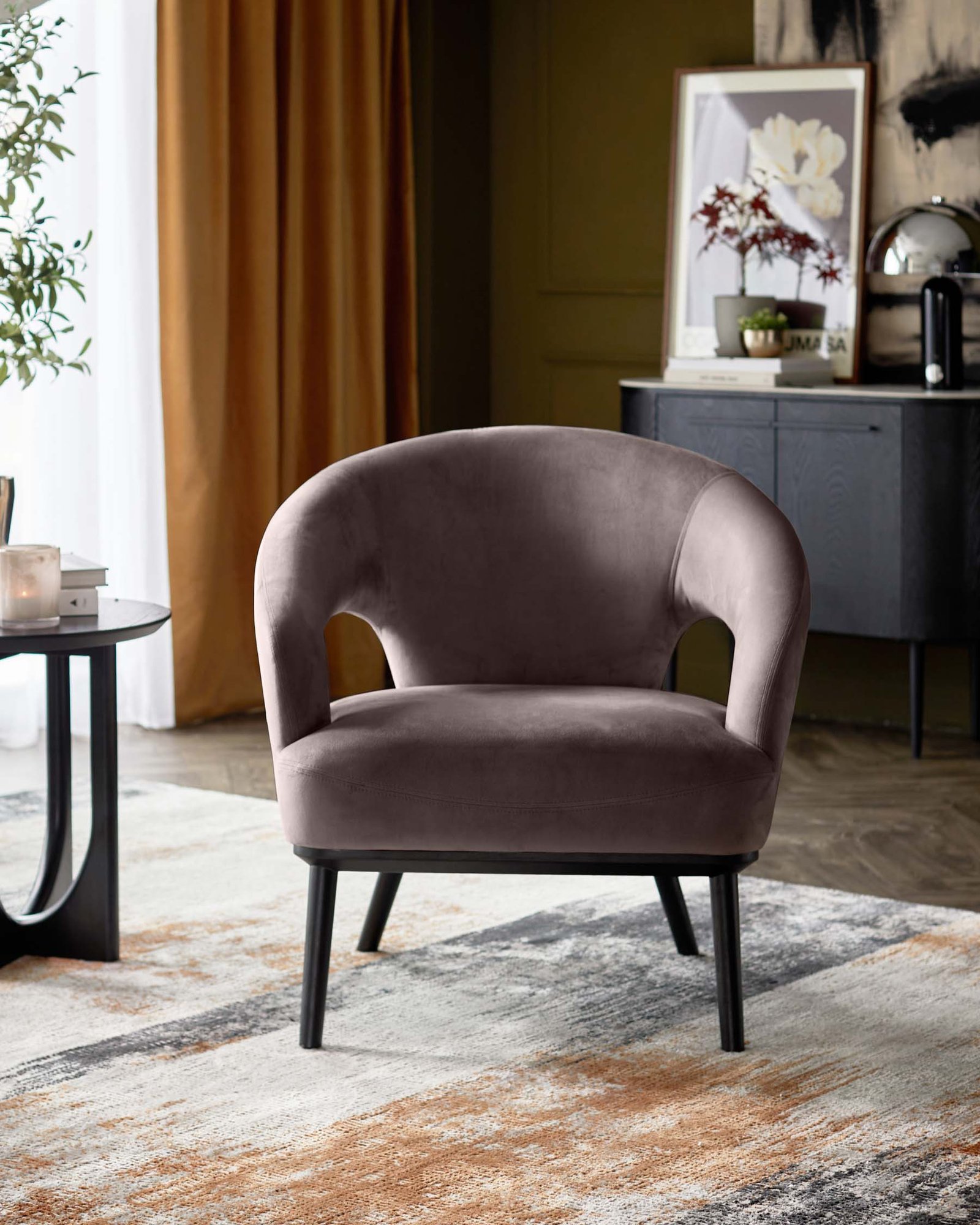 Dusk Heath mocha velvet accent chair Side