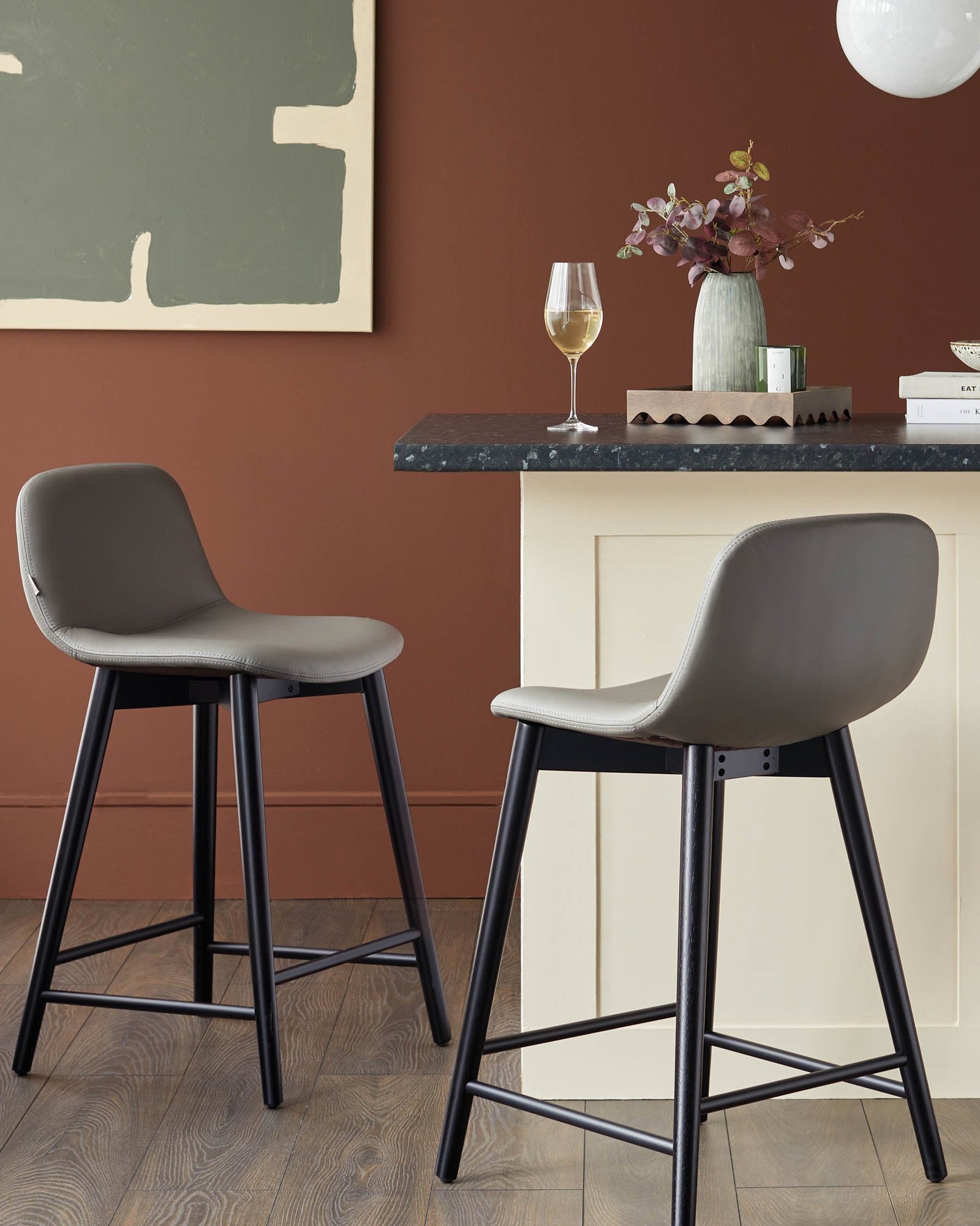 Dusk Hudson Dark Grey Leather Bar Stool Back