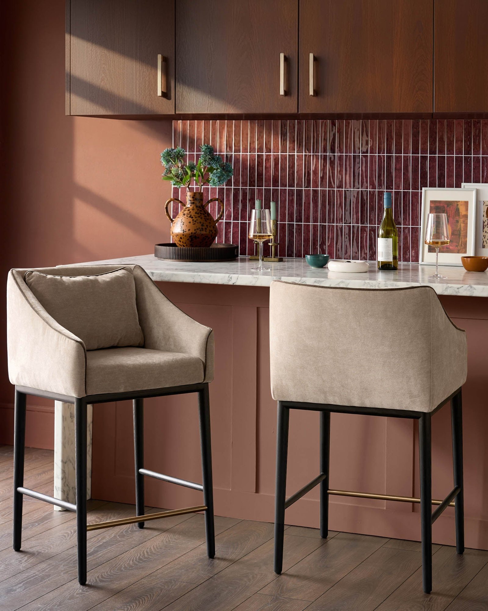 Dusk Julep champagne fabric bar stool Back
