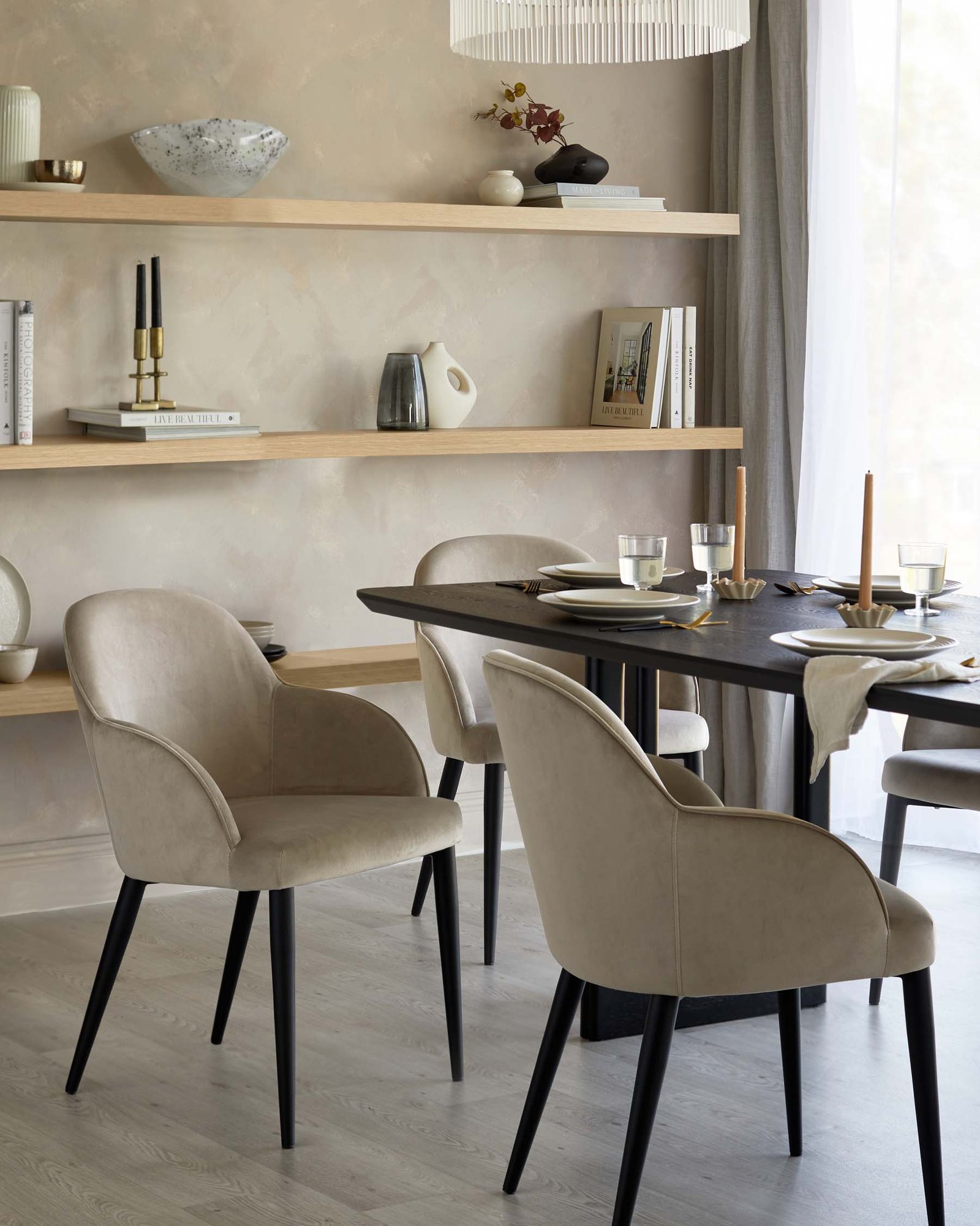 Dusk Lani champagne velvet black metal dining chair - set of 2 Back