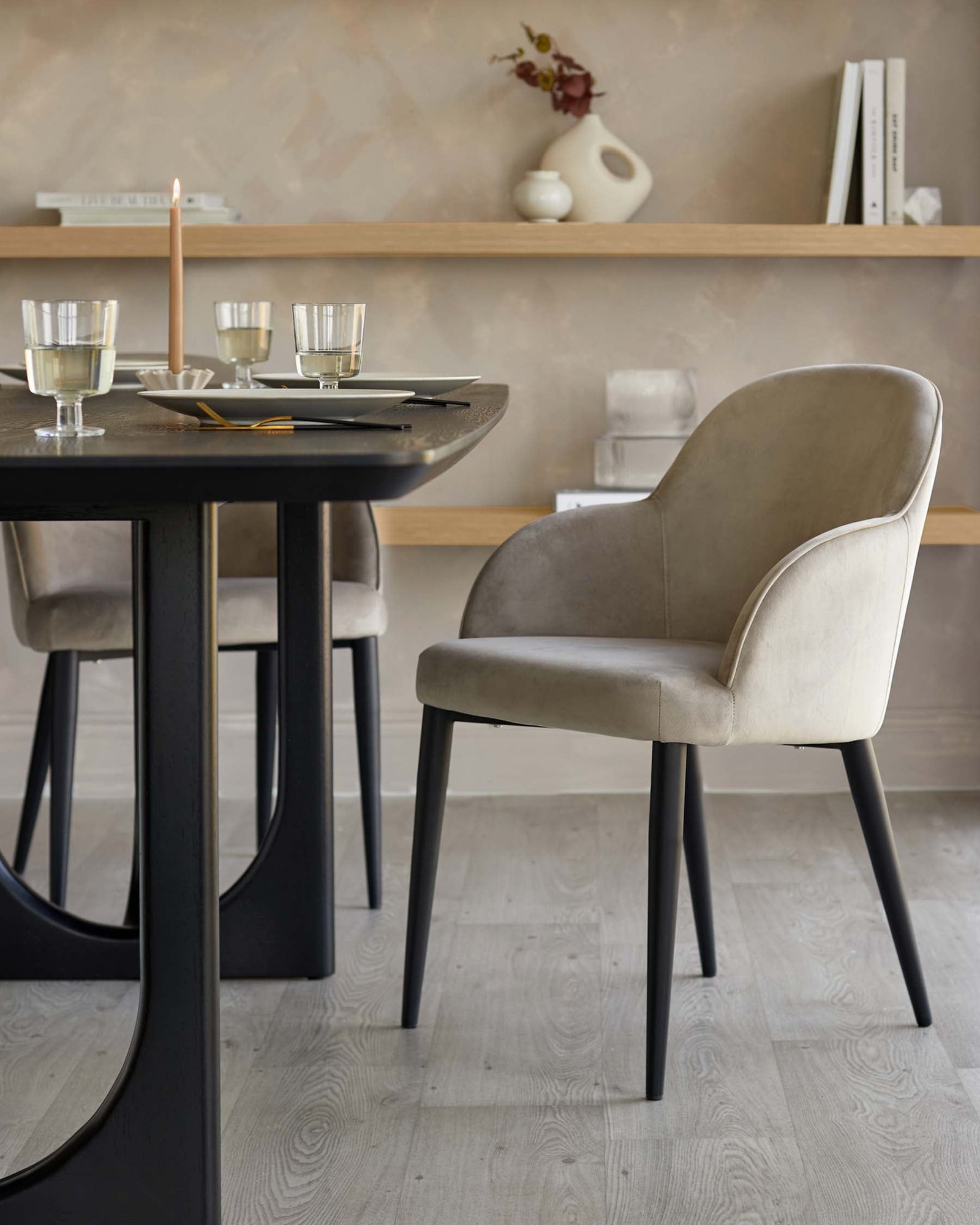 Dusk Lani champagne velvet black metal dining chair - set of 2 Front