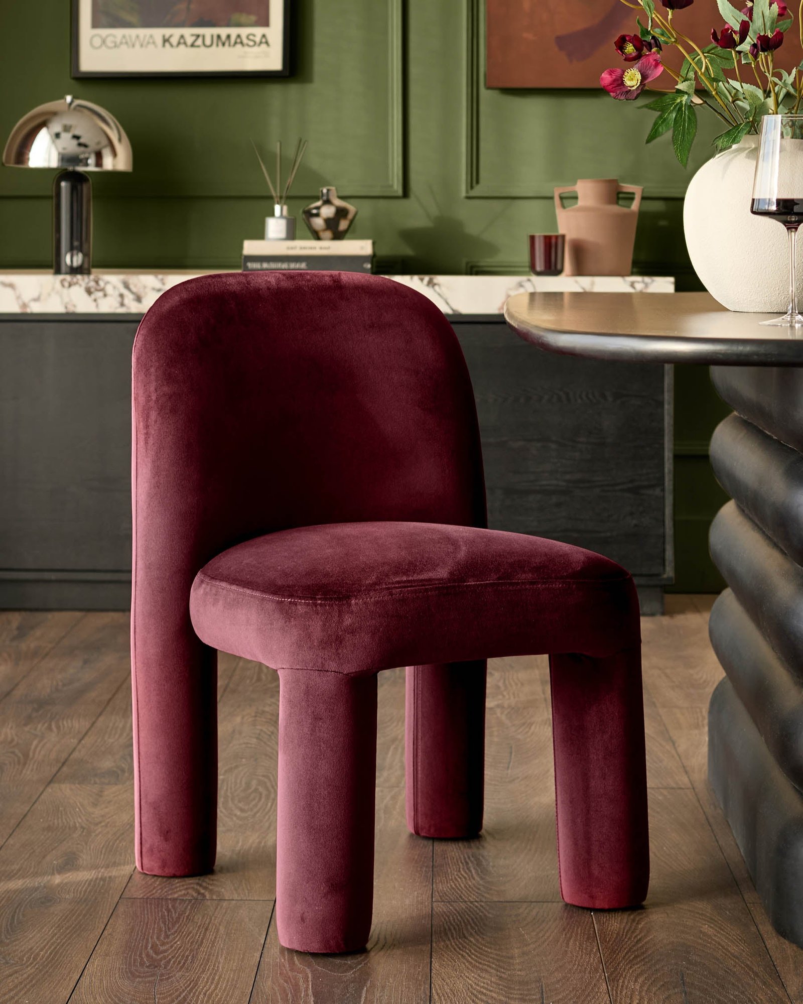 Dusk Mason plum velvet dining chair - set of 2 Front