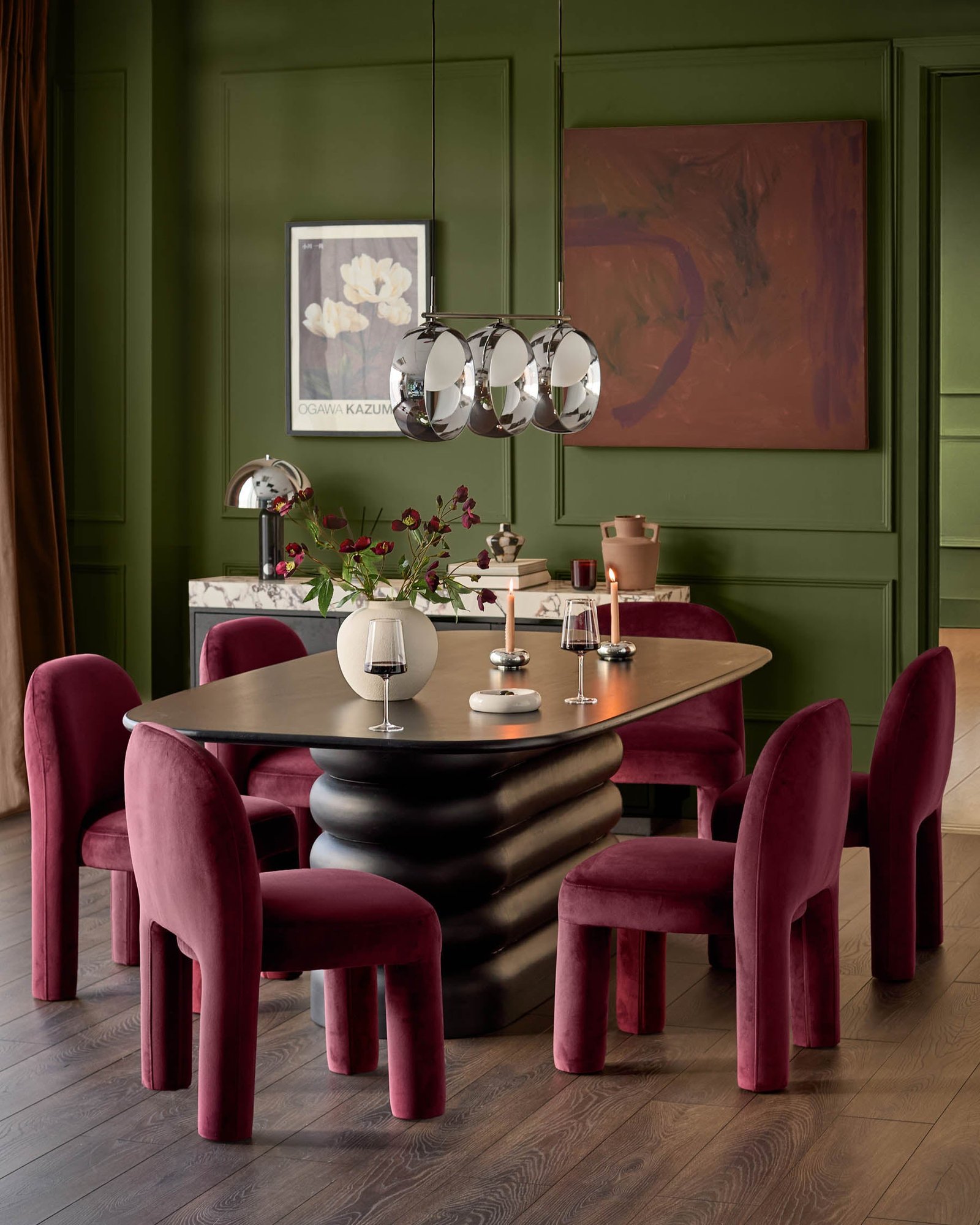 Dusk Mason plum velvet dining chair - set of 2 Side
