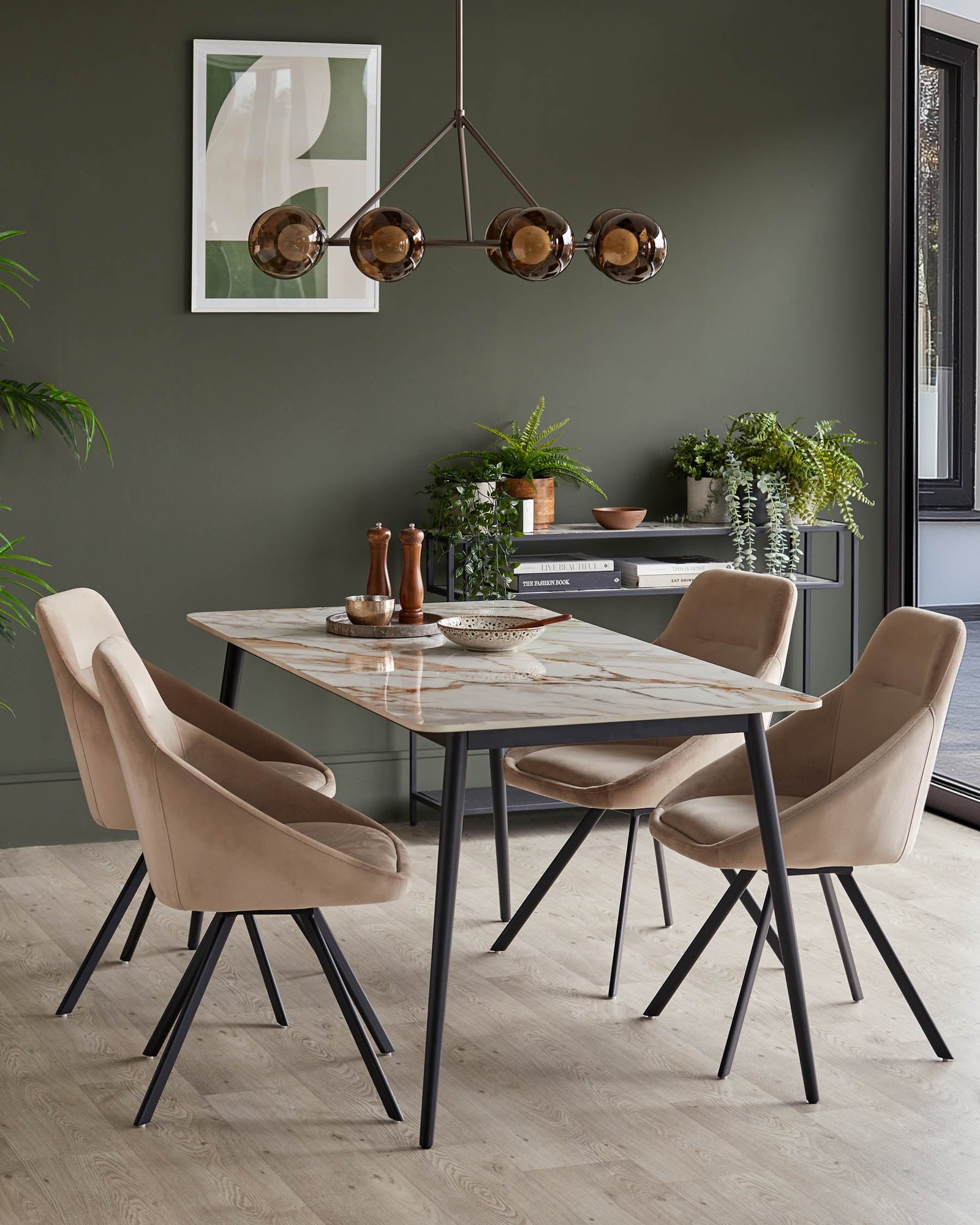 Dusk Oslo natural ceramic 6 seater dining table Side