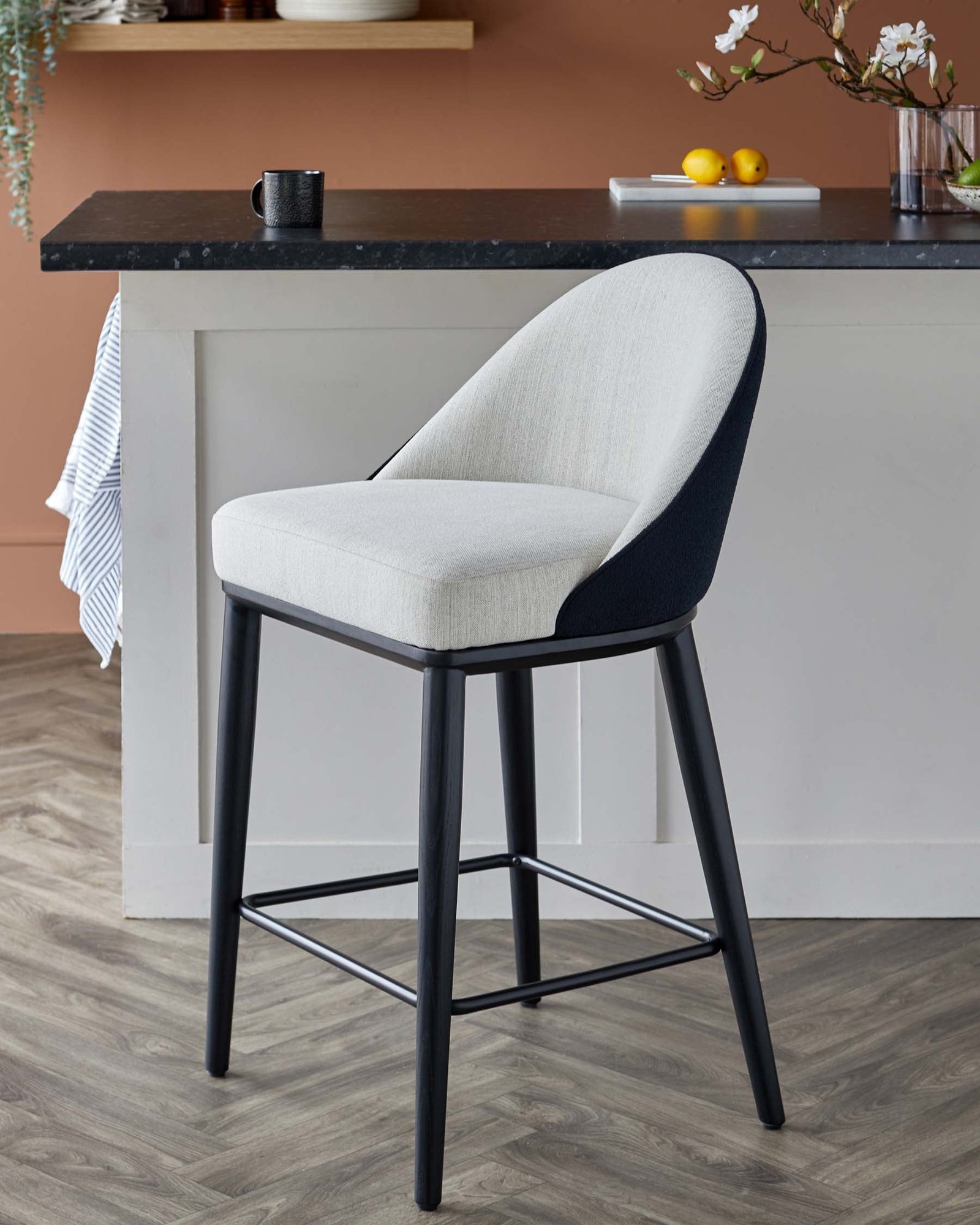 Dusk Scarlett black mixed material bar stool Front