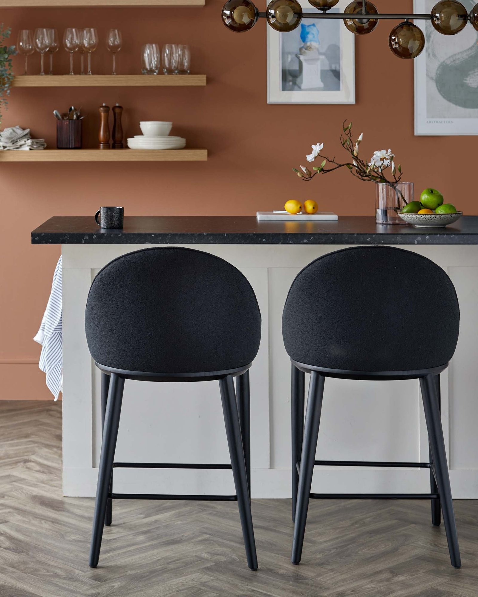 Dusk Scarlett black mixed material bar stool Side