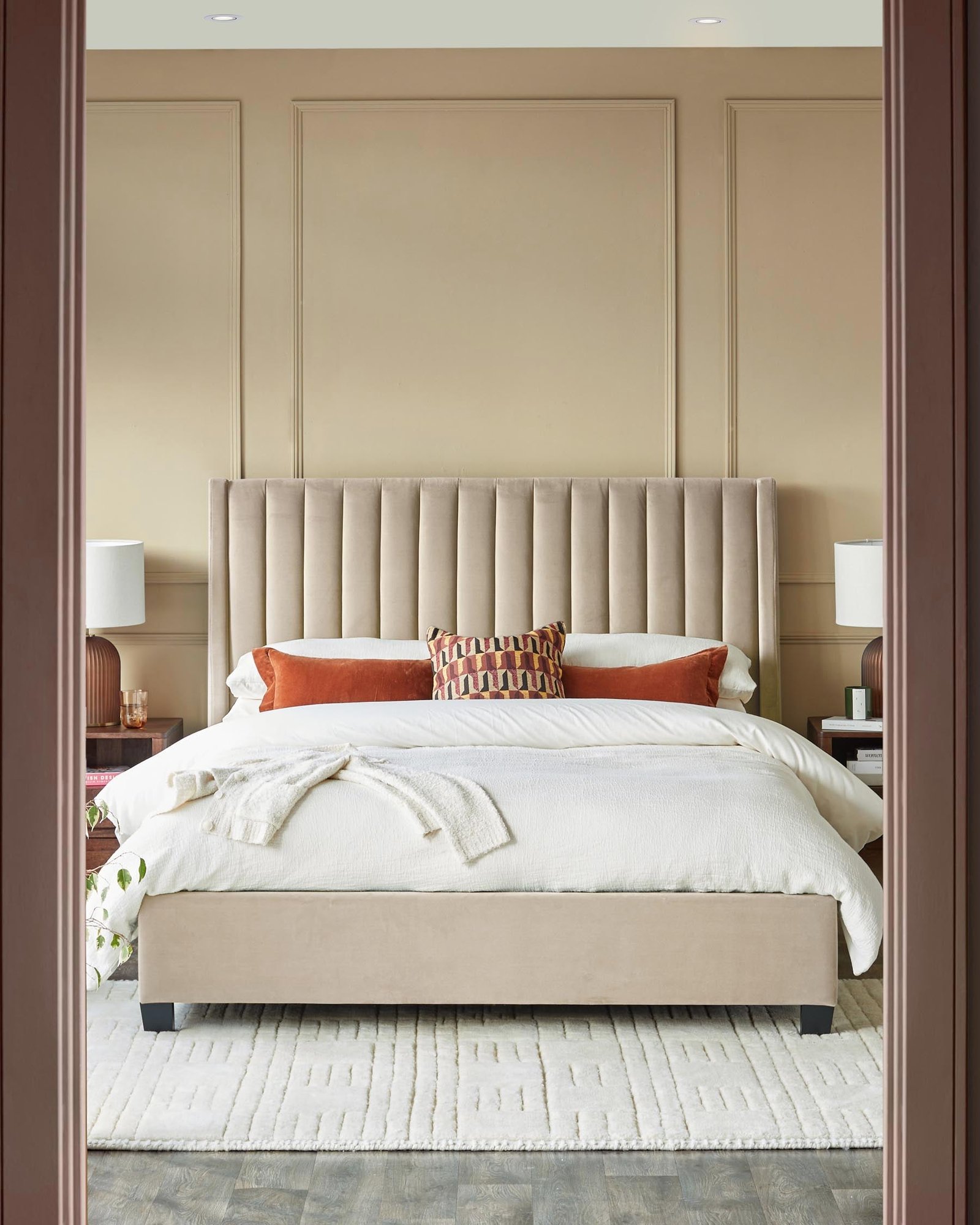 Dusk Scotland Amalfi Champagne Velvet Double Ottoman Storage Bed Back