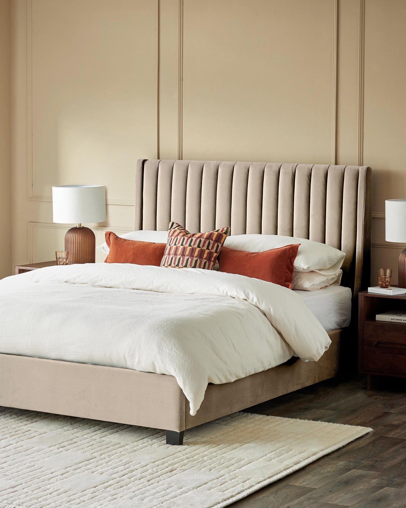 Dusk Scotland Amalfi Champagne Velvet Double Ottoman Storage Bed Front