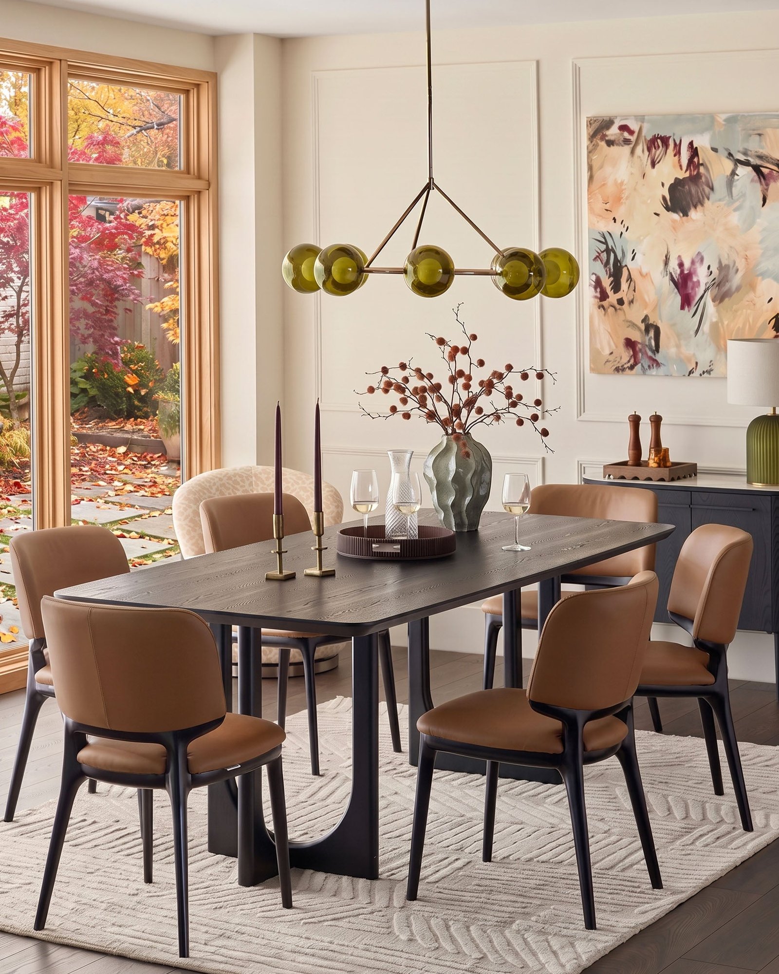 Dusk Scotland Belle tan leather dining chair - set of 2 Back