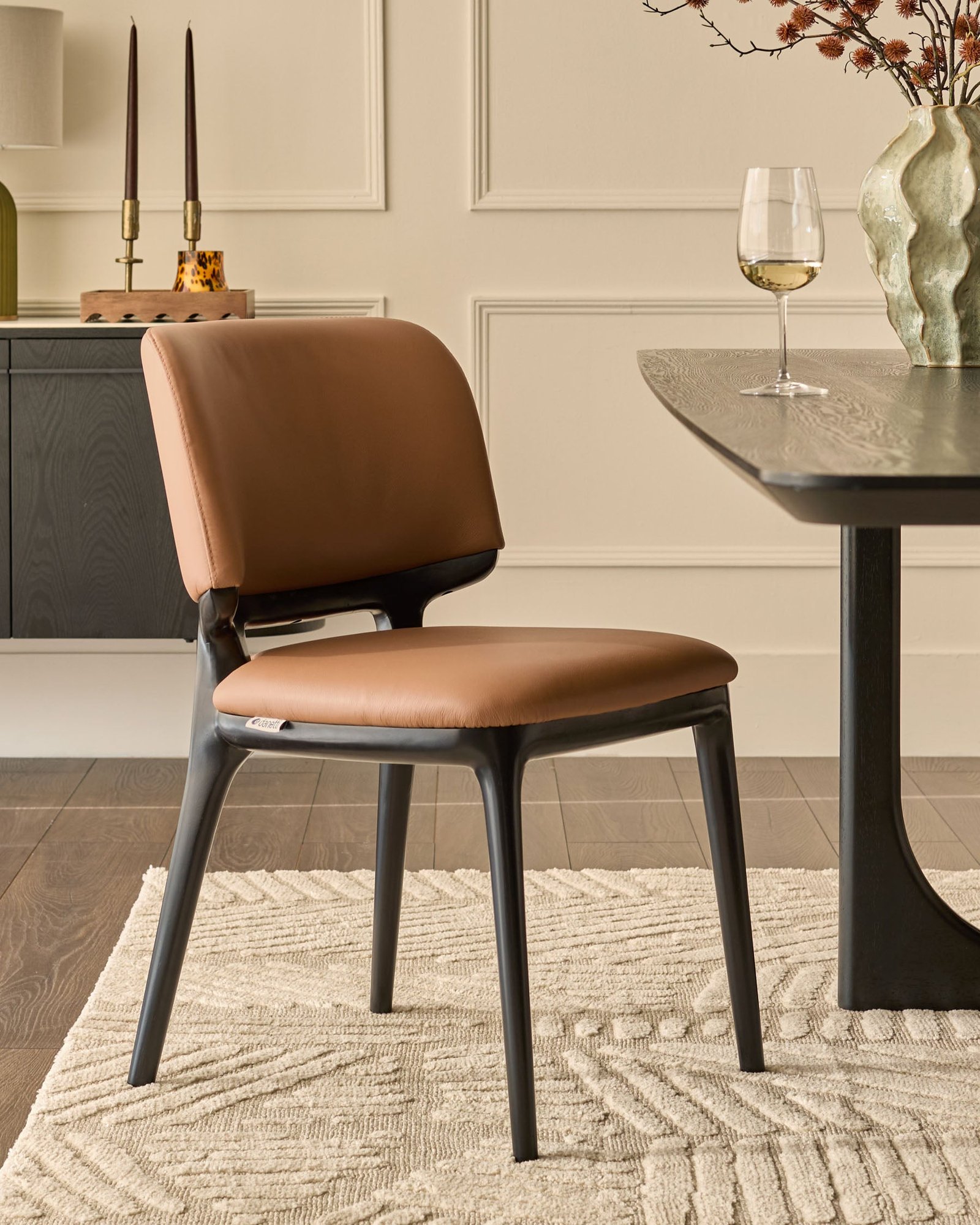Dusk Scotland Belle tan leather dining chair - set of 2 Front