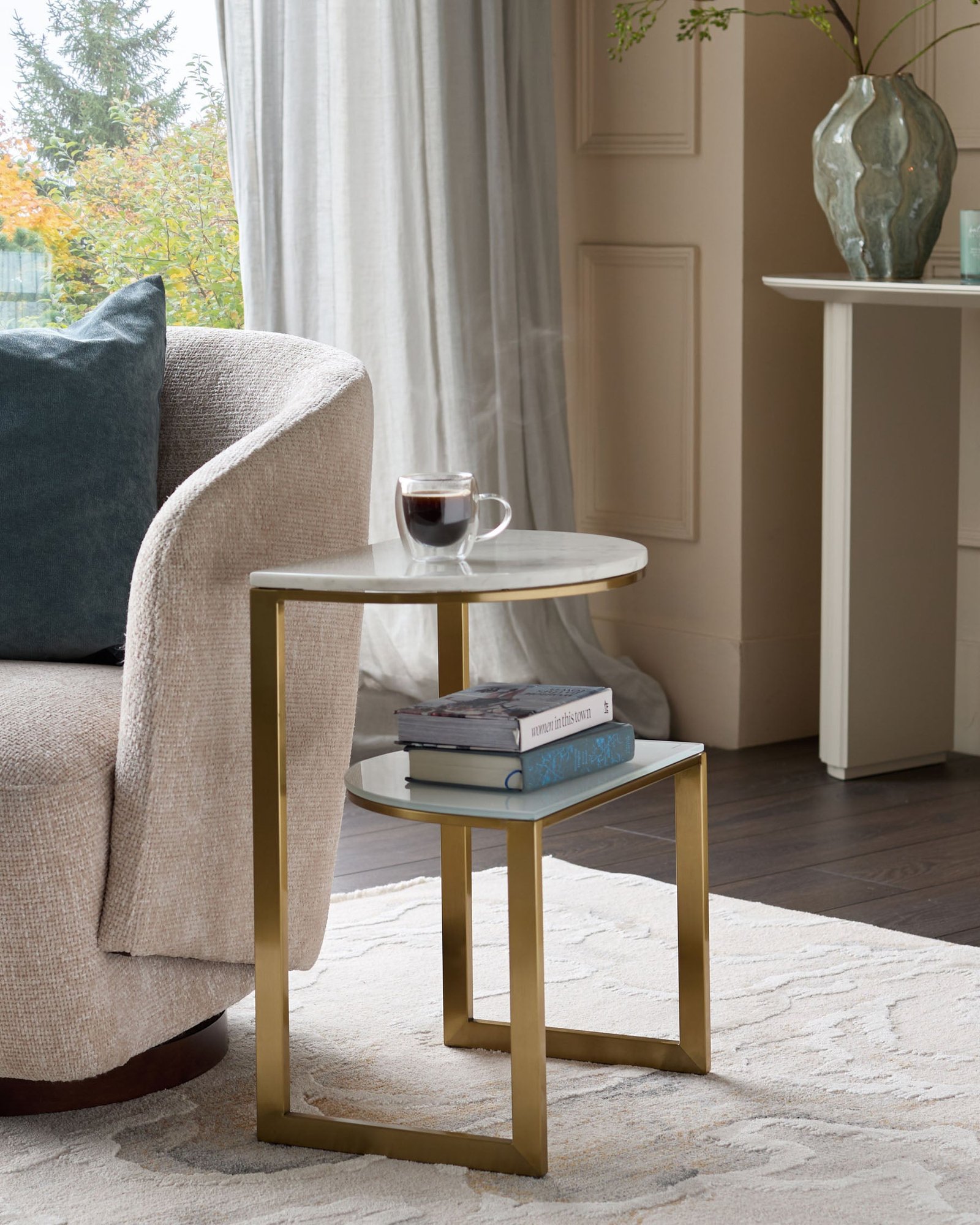 Dusk Scotland Demi white marble side table Back
