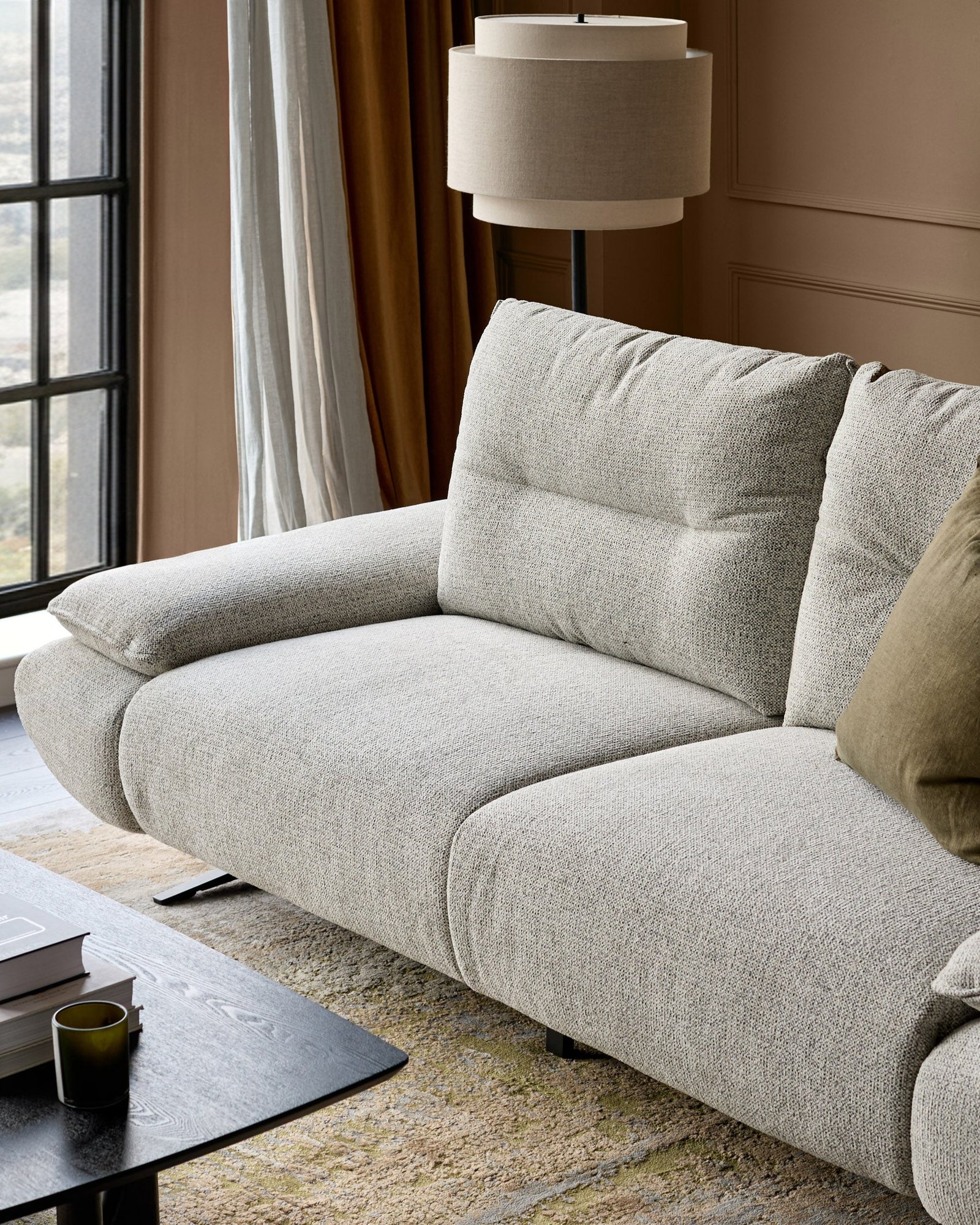 Dusk Scotland Elio grey fabric recliner 3 seater sofa Back