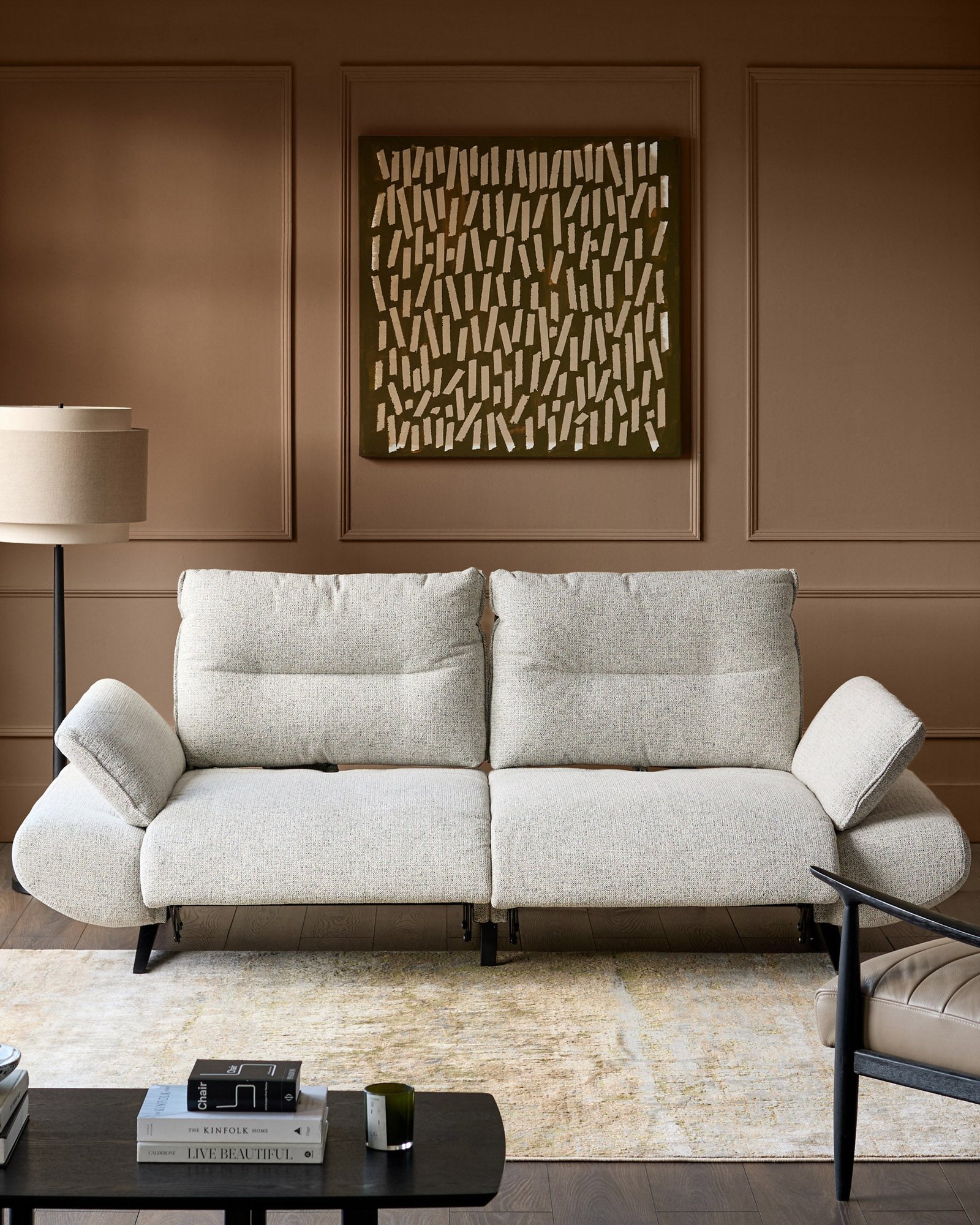 Dusk Scotland Elio grey fabric recliner 3 seater sofa Side