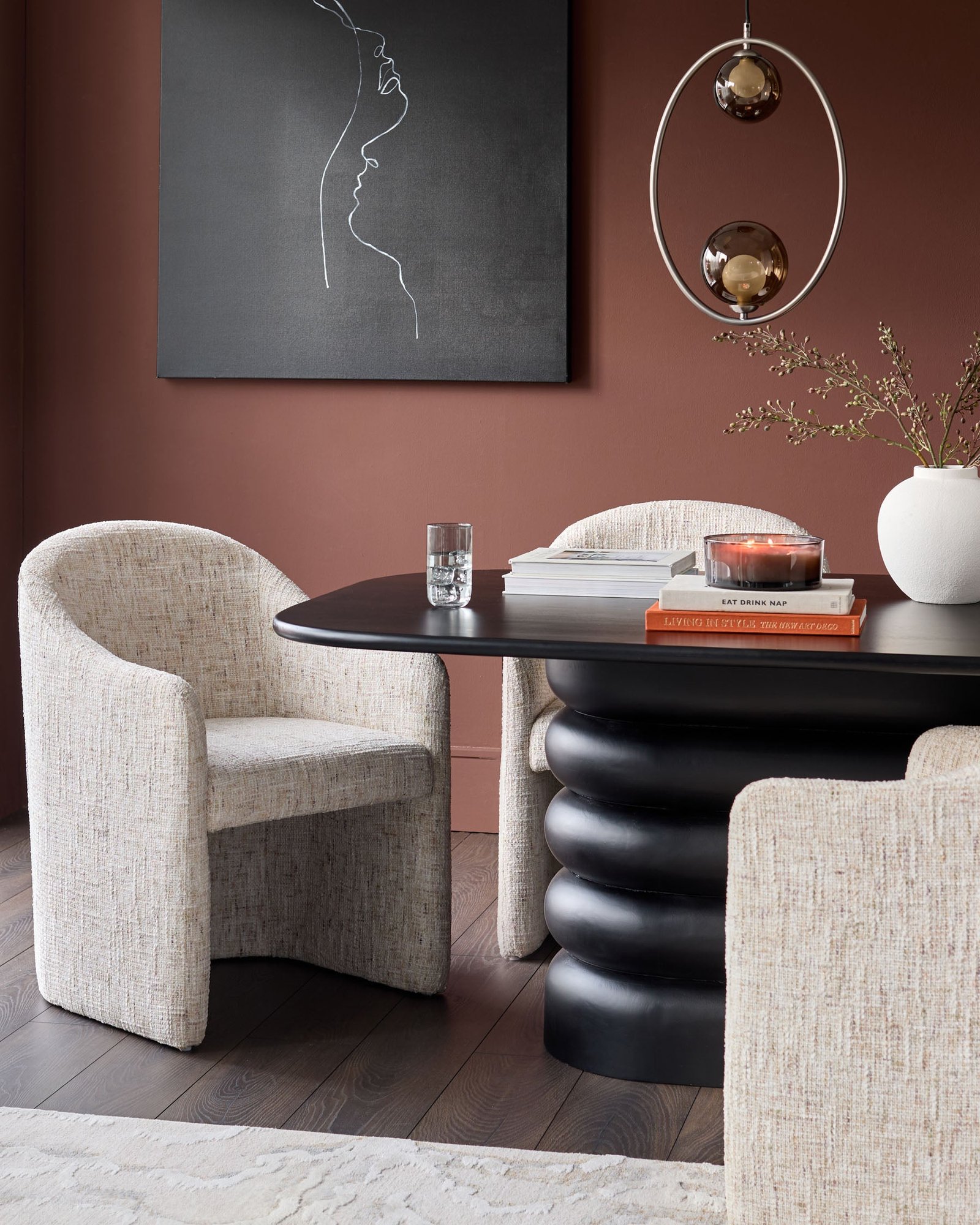 Dusk Scotland Freya natural chenille dining chair Back