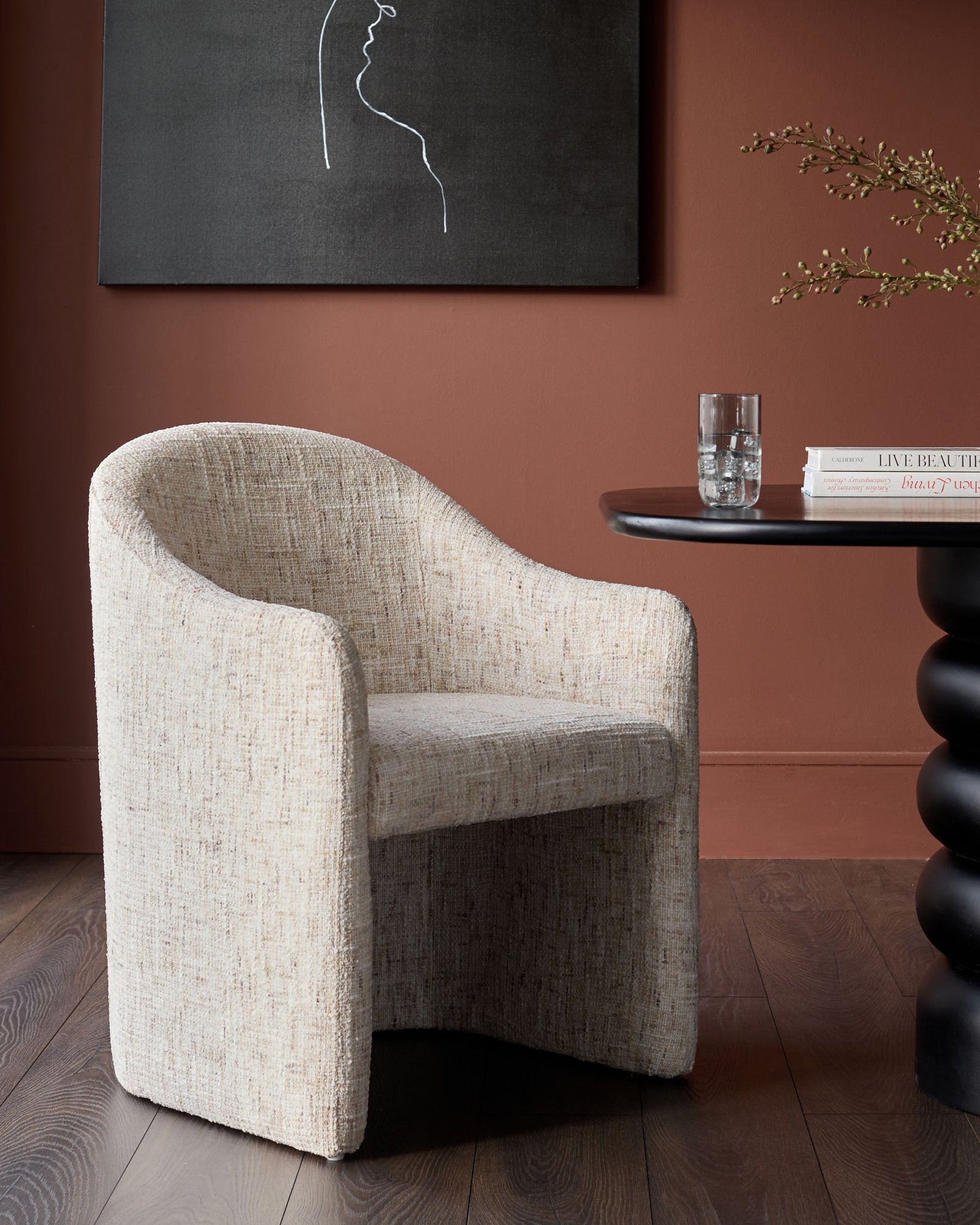 Dusk Scotland Freya natural chenille dining chair Front