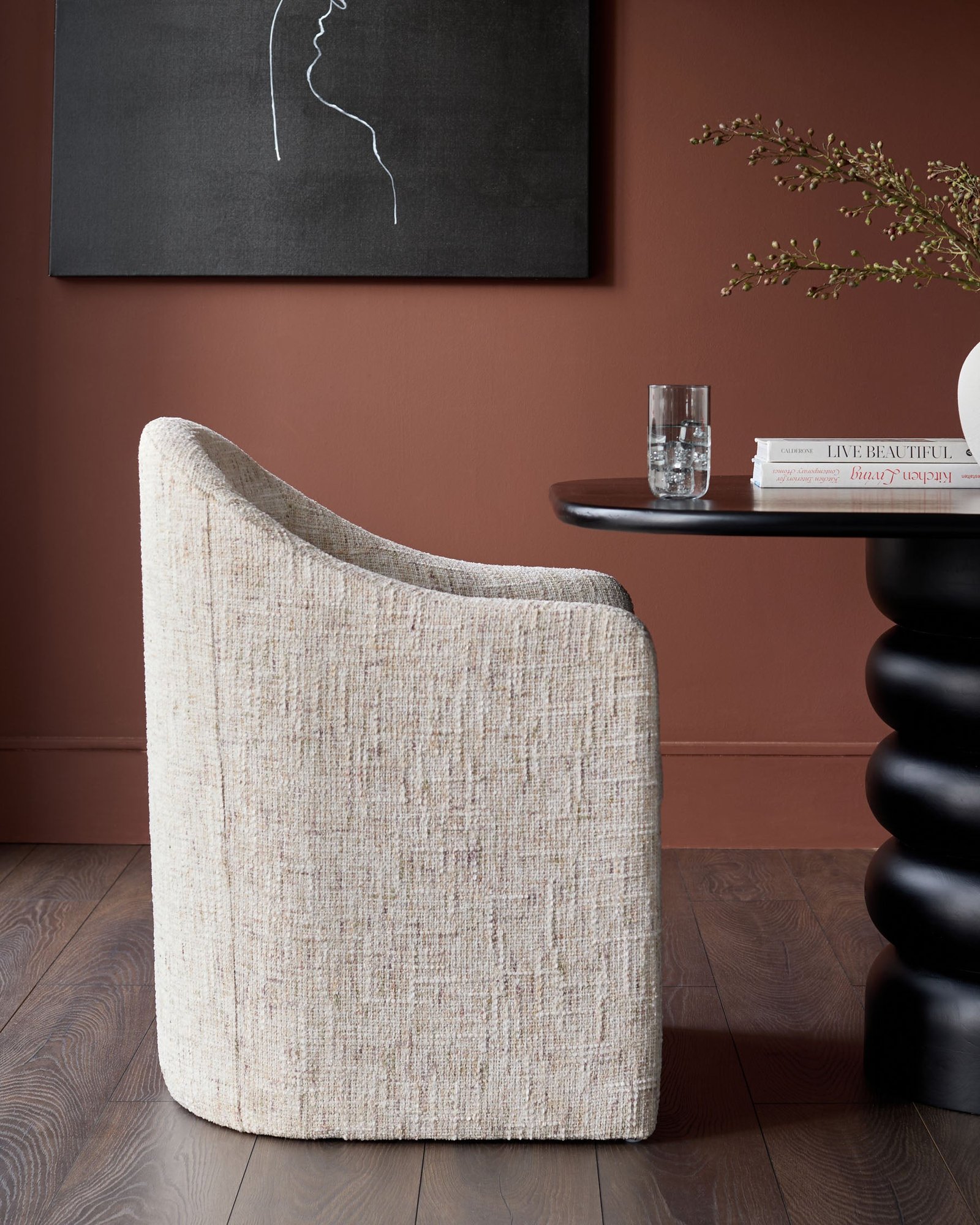 Dusk Scotland Freya natural chenille dining chair Side