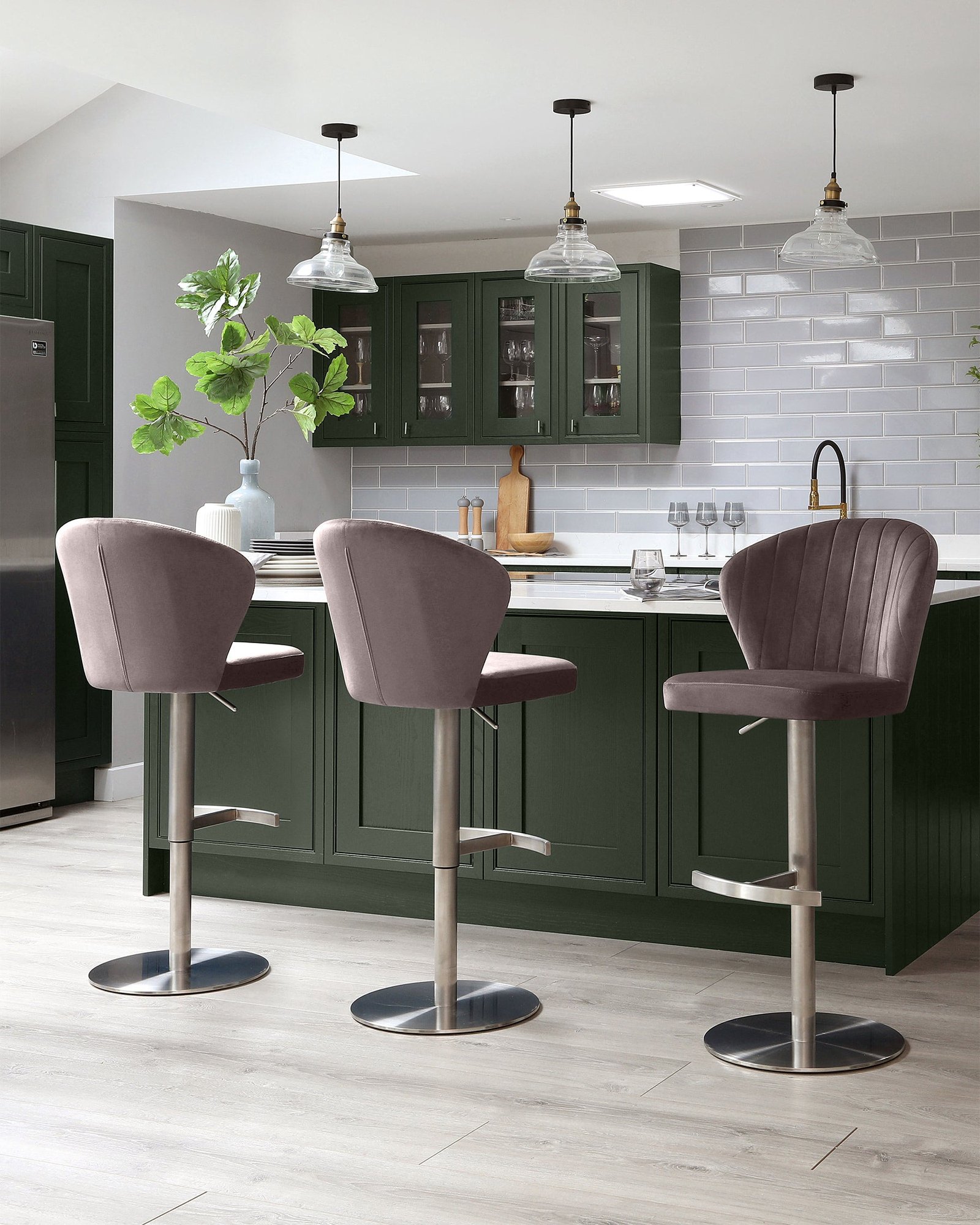 Dusk Scotland Harper mocha velvet gas lift bar stool Back