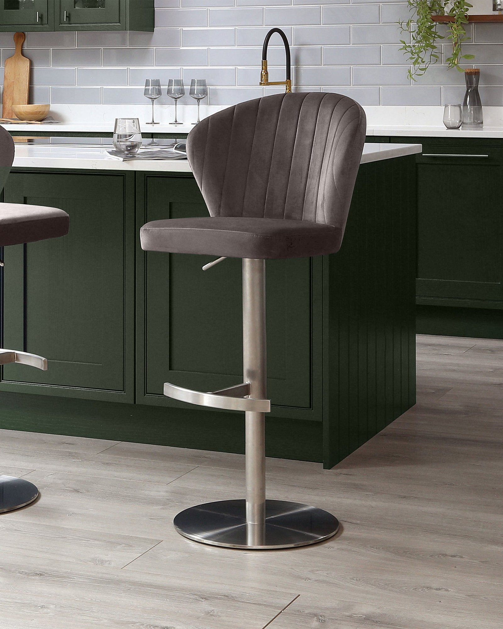 Dusk Scotland Harper mocha velvet gas lift bar stool Front