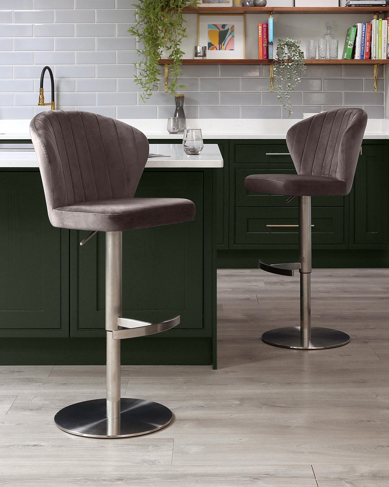 Dusk Scotland Harper mocha velvet gas lift bar stool Side