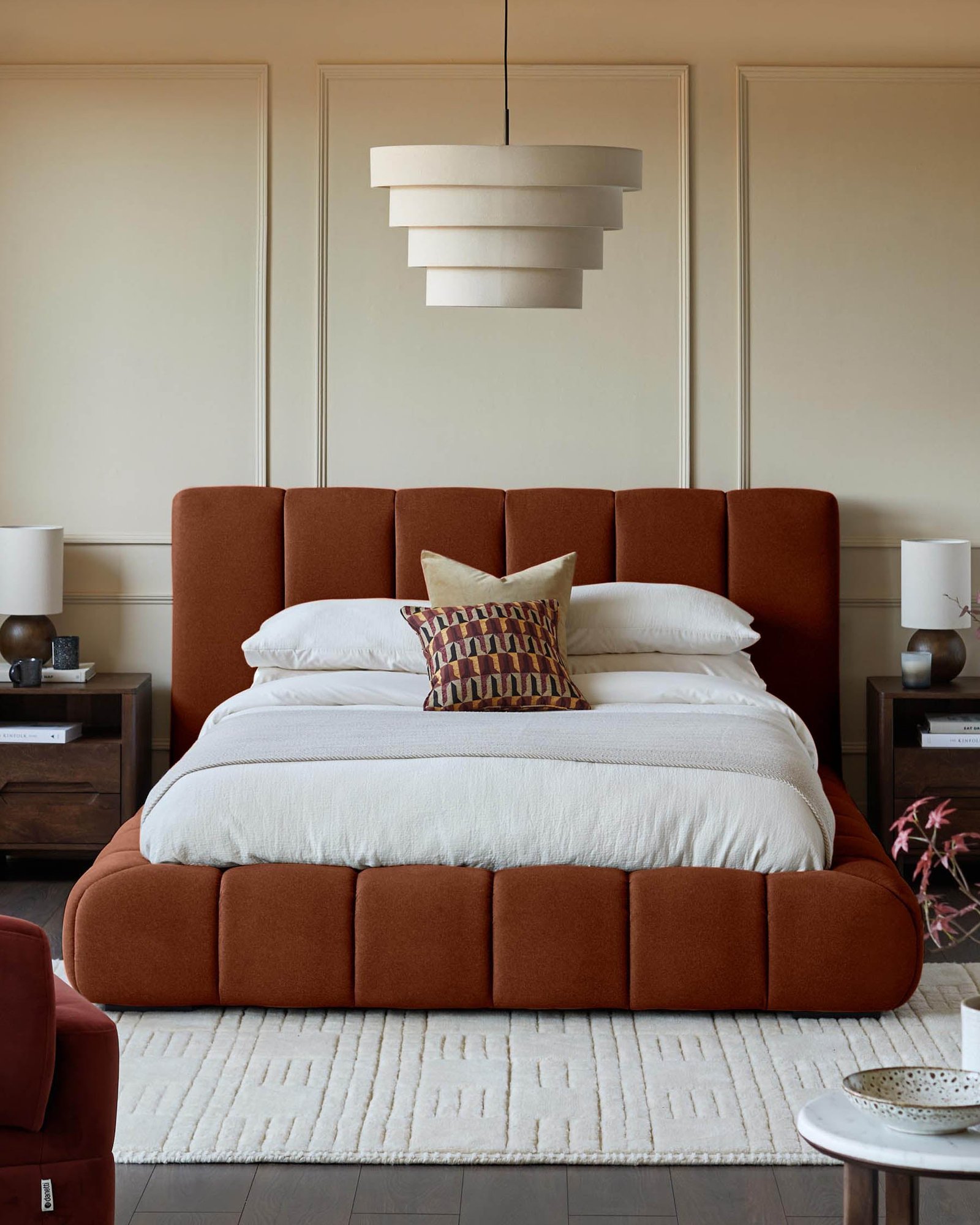 Dusk Scotland Lillian toffee red fabric super king size ottoman storage bed Back