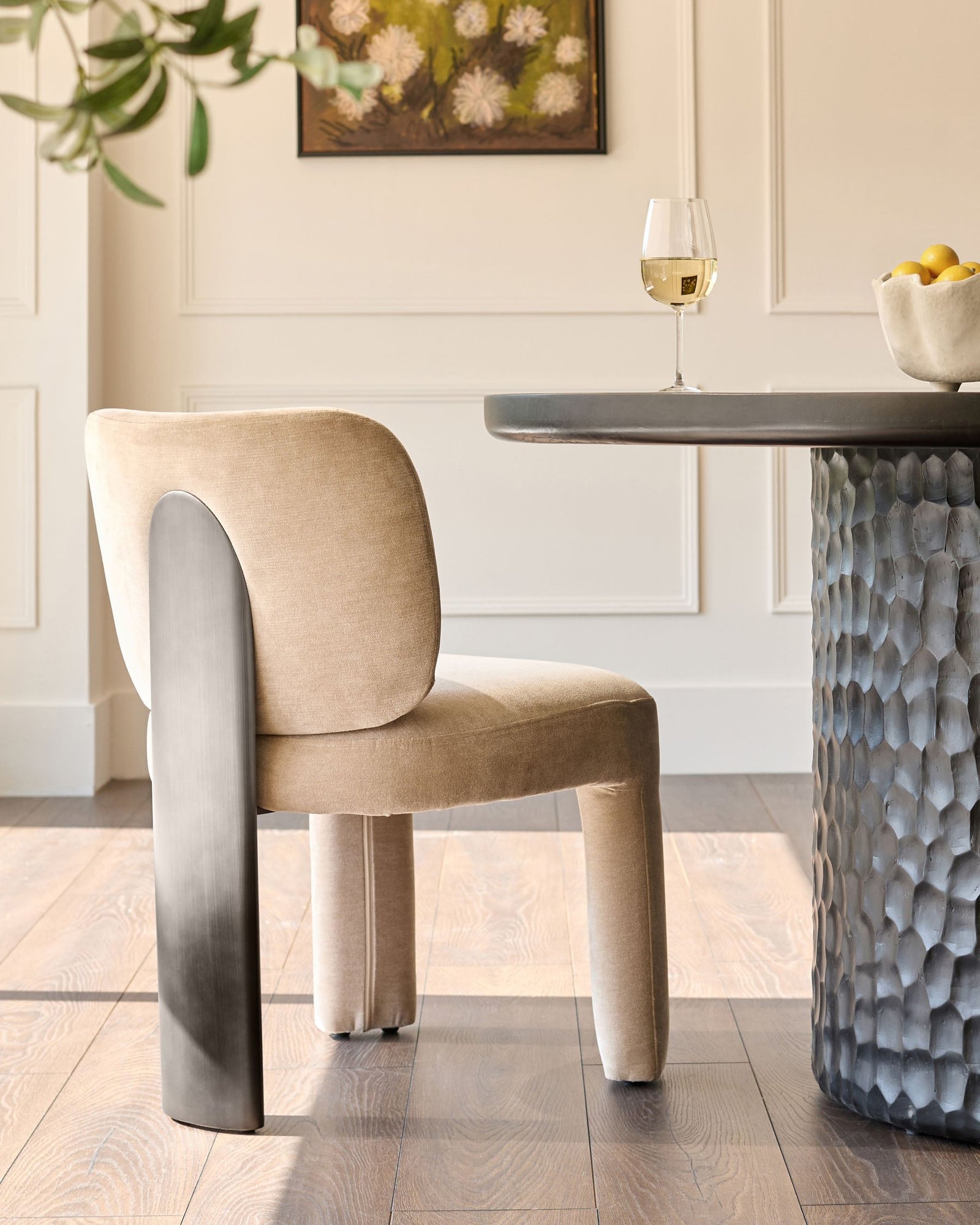 Dusk Scotland Rosalie champagne chenille dining chair - set of 2 Side