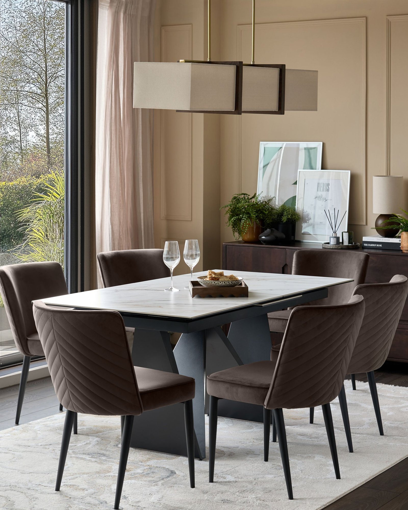 Dusk Serena mocha velvet dining chair - set of 2 Back