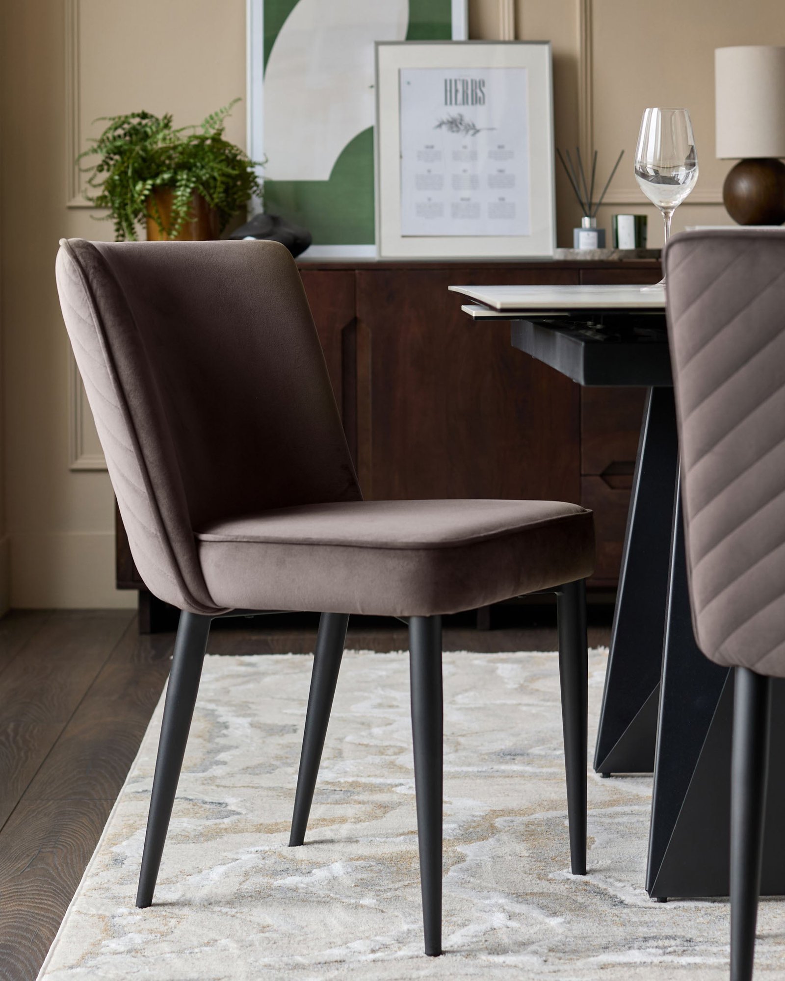 Dusk Serena mocha velvet dining chair - set of 2 Front