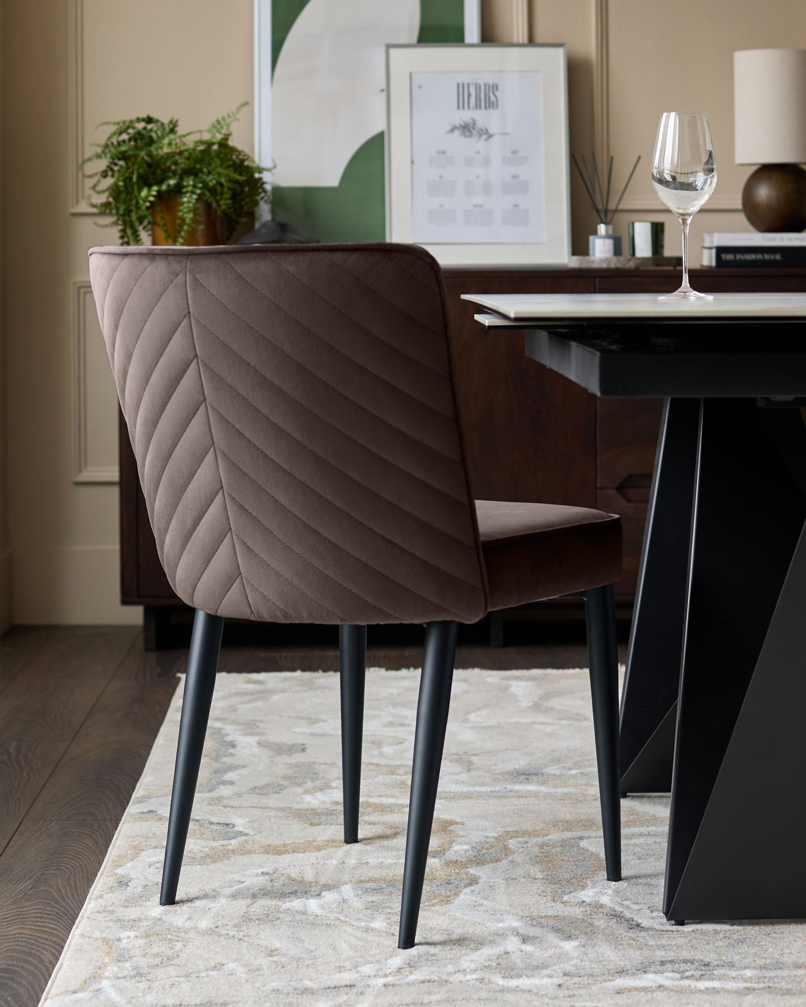 Dusk Serena mocha velvet dining chair - set of 2 Side