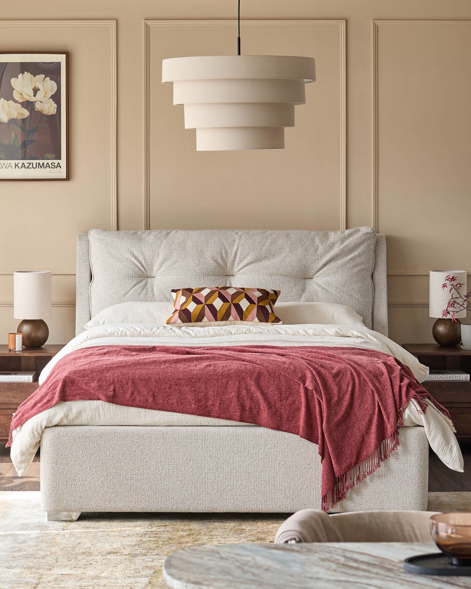 Dusk Siesta natural fabric double ottoman storage bed Back