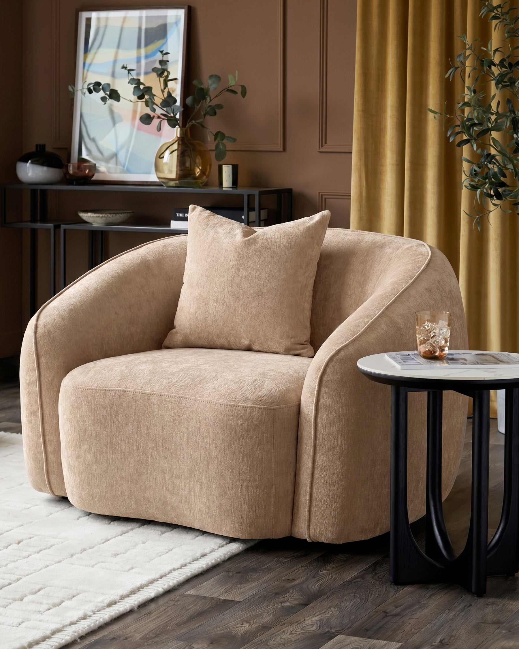 Dusk Zoey champagne chenille armchair Back