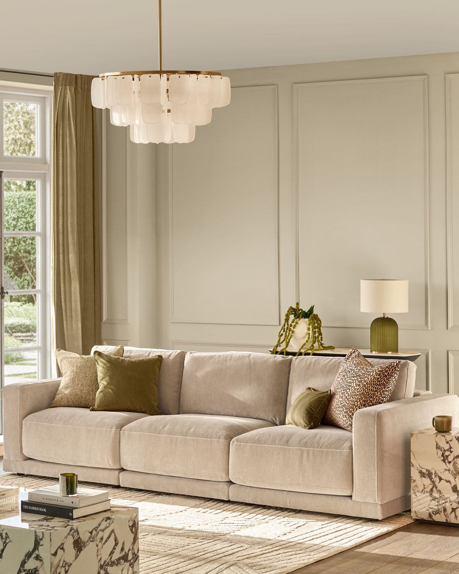 Eden champagne chenille Dusk Scotland 3 seater sofa Front