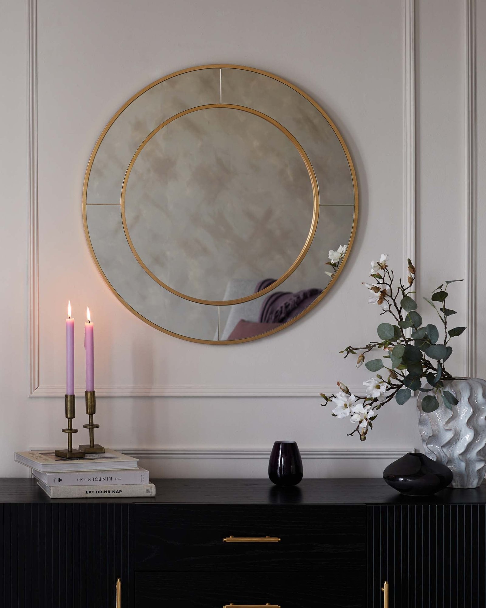 Elton Medium Round Wall Mirror Gold – Dusk England Back
