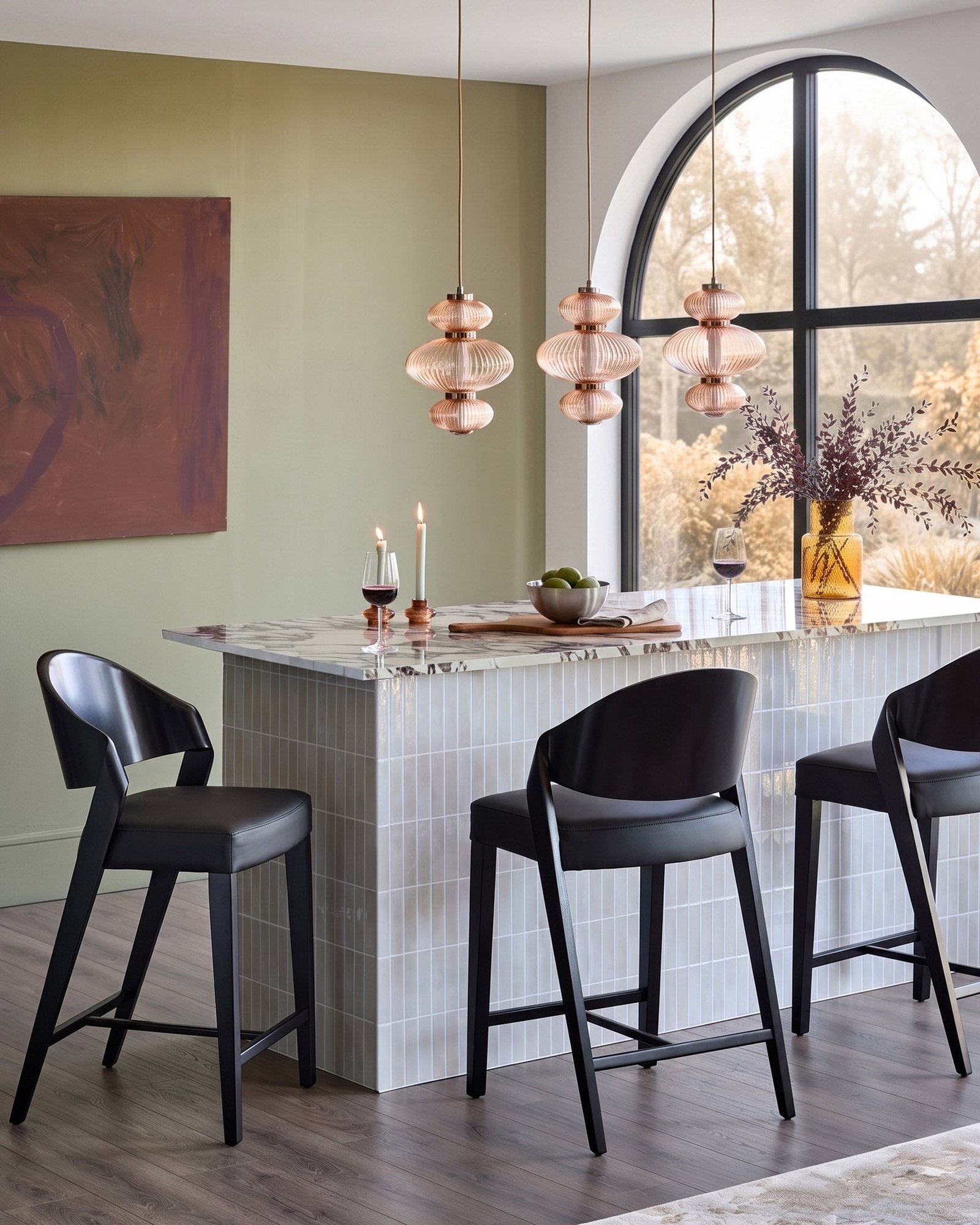Enzo black Dusk England leather bar stool Back