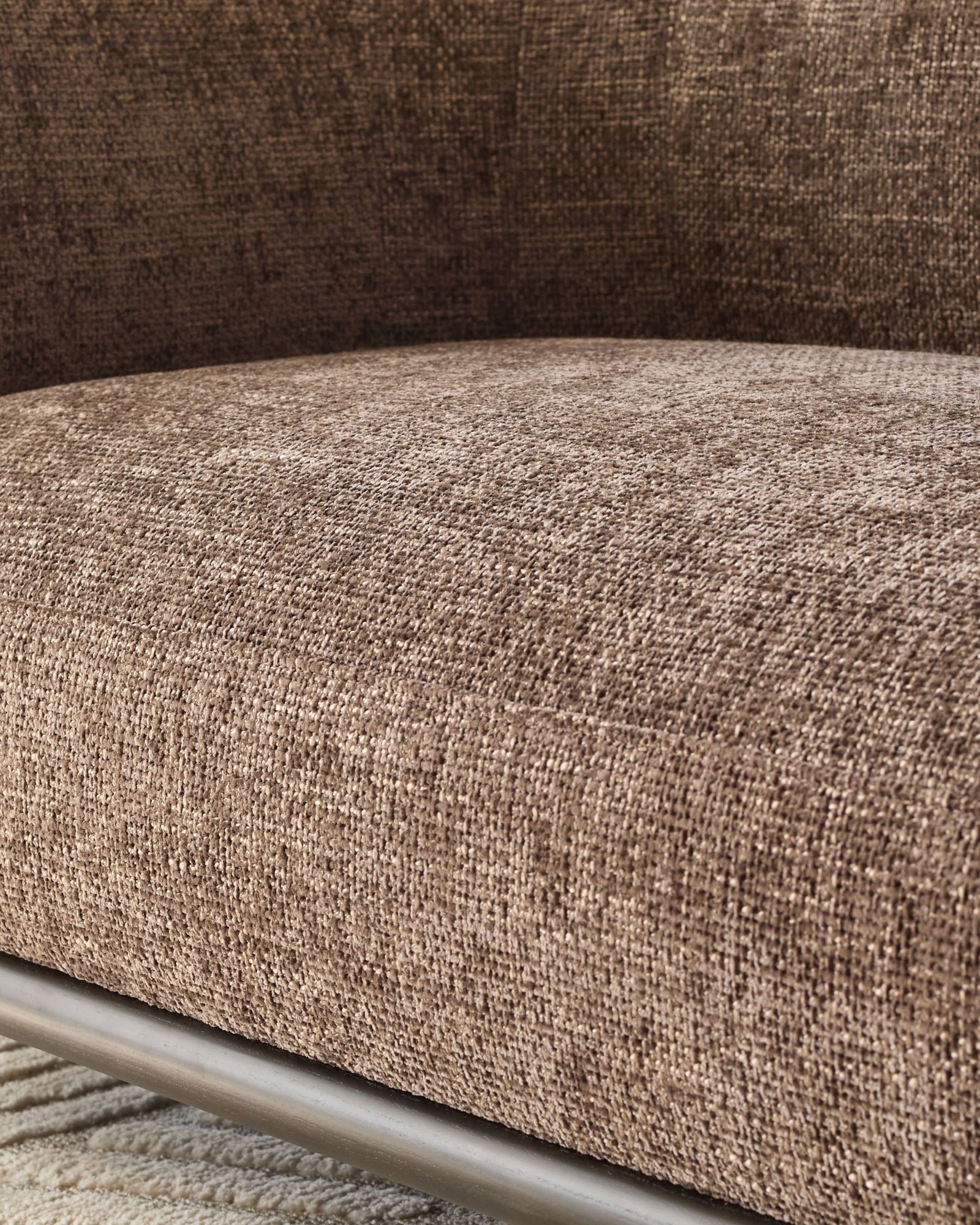 Florence mocha fabric with dark Dusk England wood right hand facing chaise sofa Side