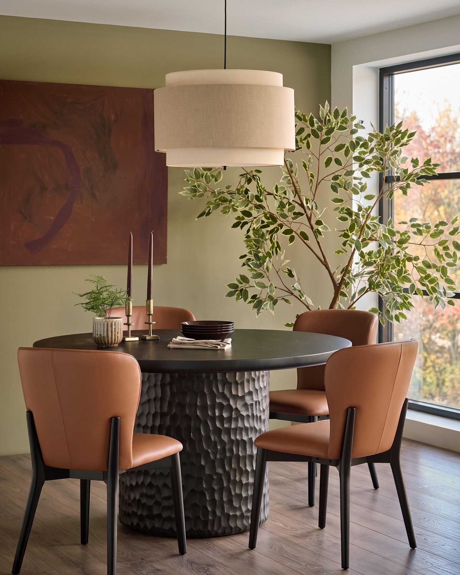 Franco tan leather dining Dusk England chair - set of 2 Back