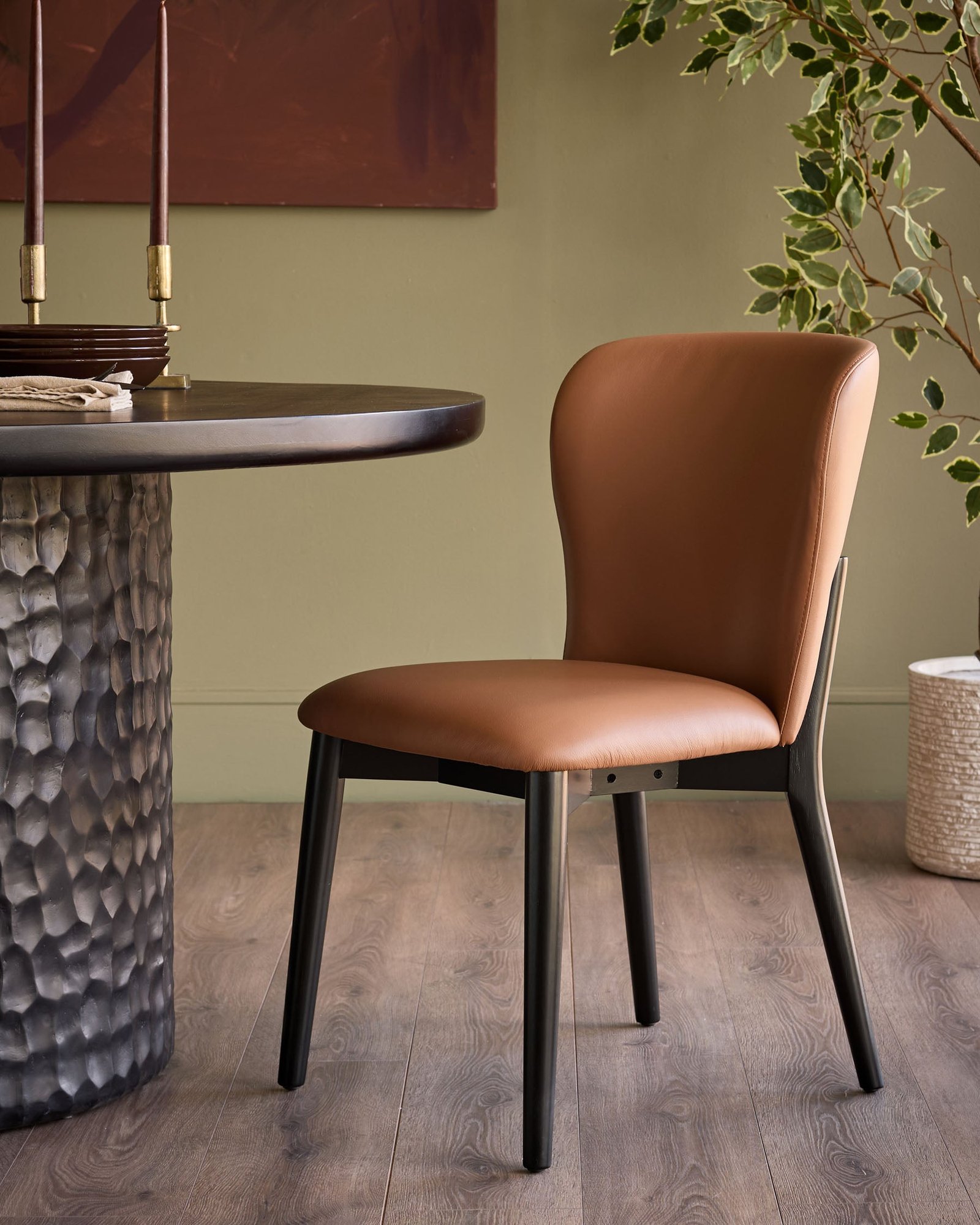 Franco tan leather dining Dusk England chair - set of 2 Front