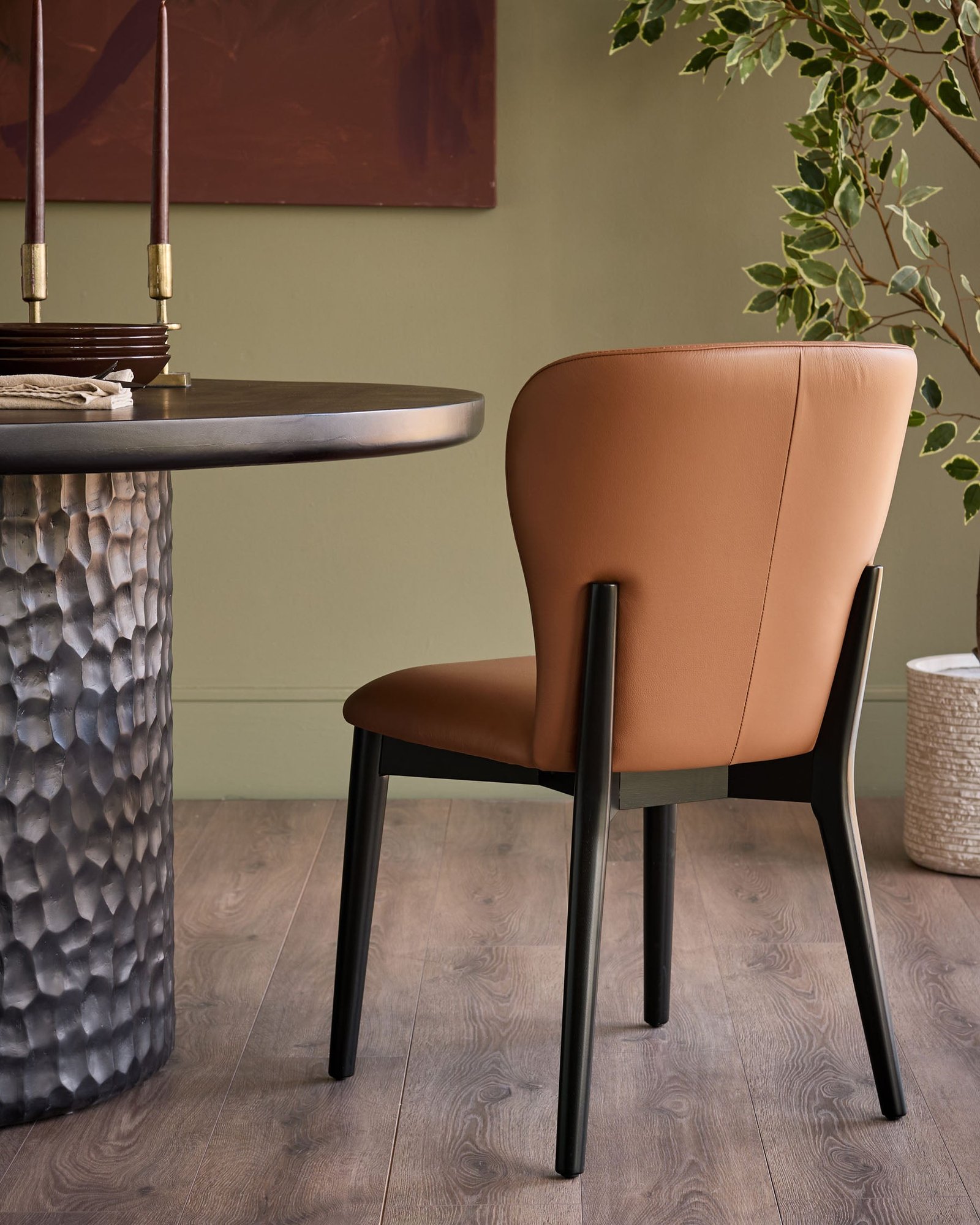 Franco tan leather dining Dusk England chair - set of 2 Side